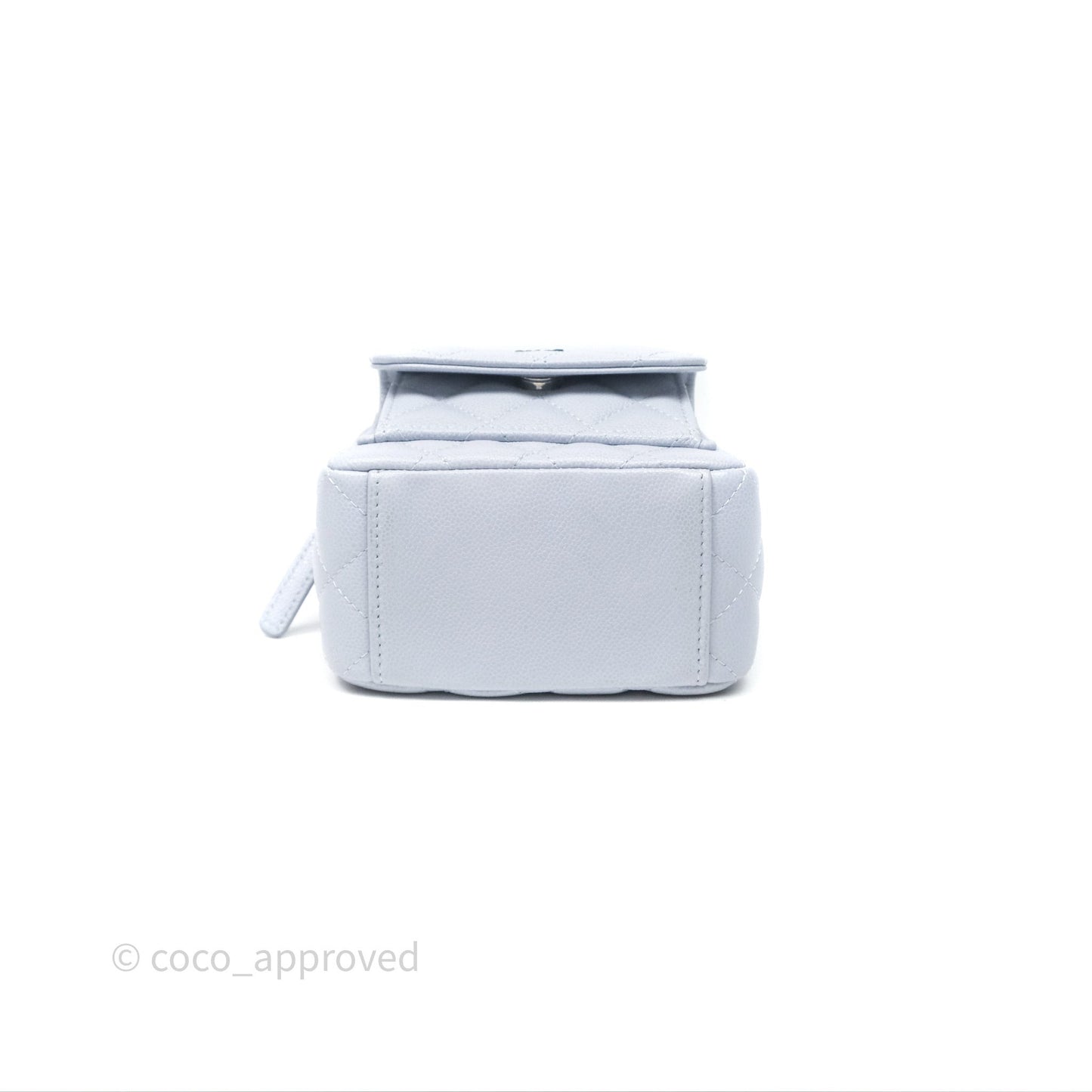 Chanel Classic Mini Backpack Light Blue Grey Caviar Silver Hardware
