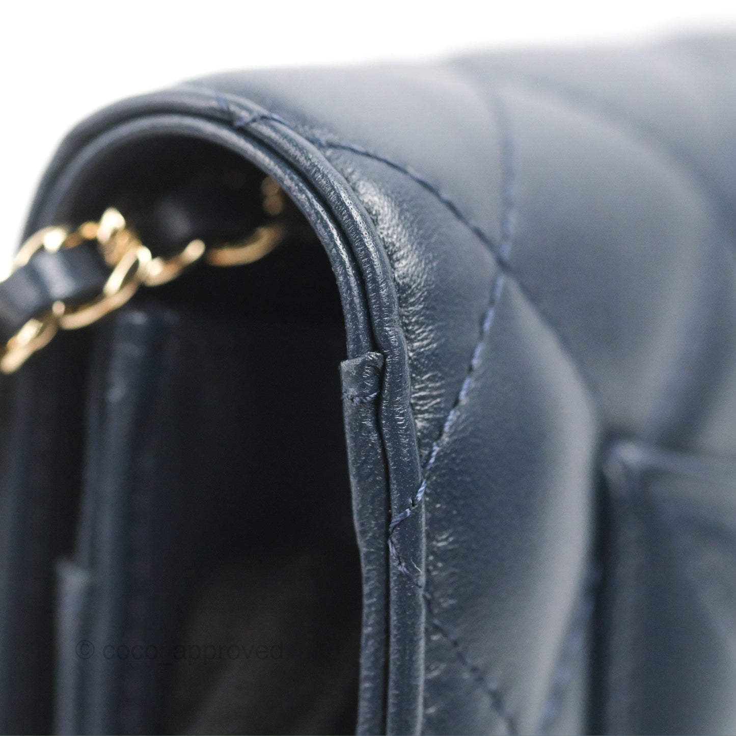 Chanel Quilted Classic Wallet on Chain WOC Navy Lambskin Gold Hardware