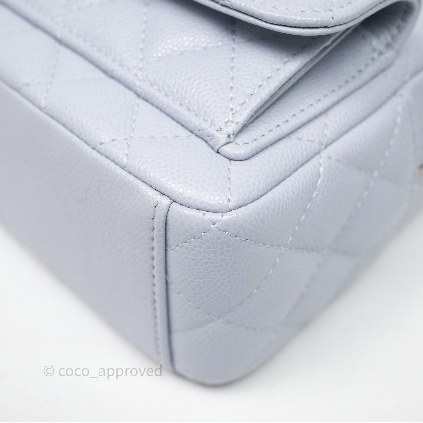 Chanel Classic Mini Backpack Light Blue Grey Caviar Silver Hardware