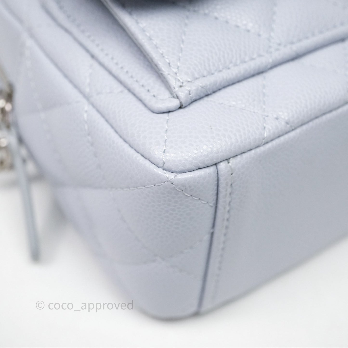Chanel Classic Mini Backpack Light Blue Grey Caviar Silver Hardware