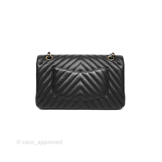 Chanel Classic M/L Medium Flap Chevron Black Caviar Gold Hardware