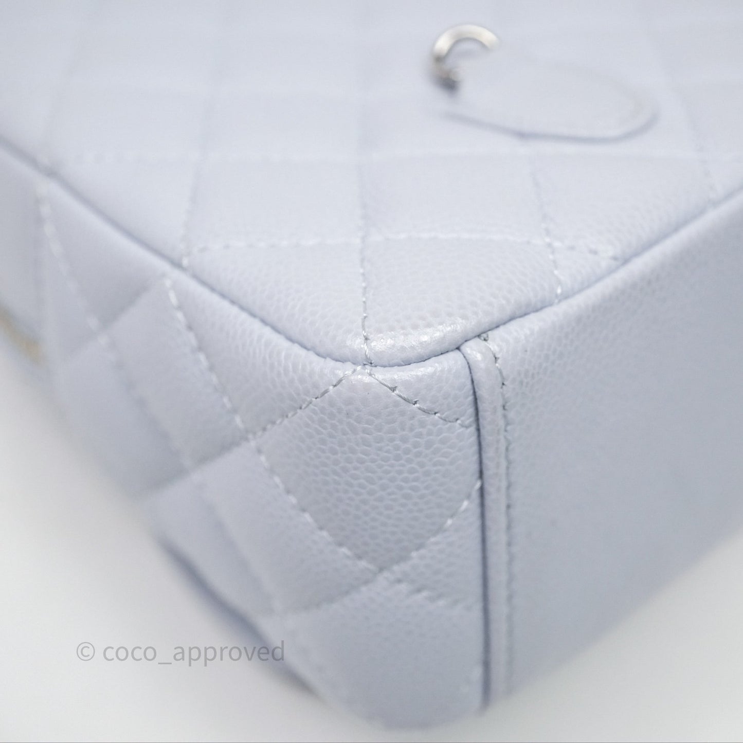 Chanel Classic Mini Backpack Light Blue Grey Caviar Silver Hardware