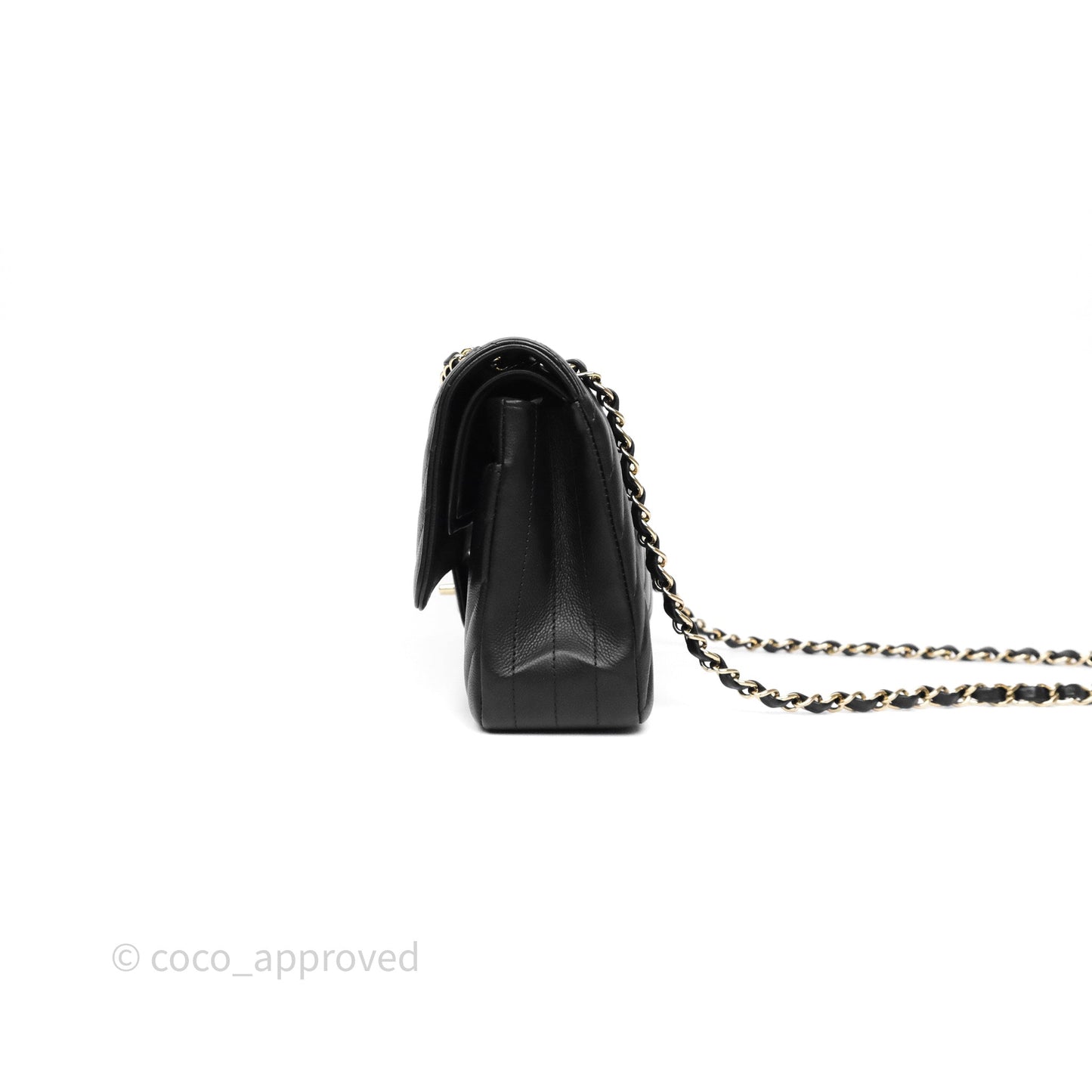 Chanel Classic M/L Medium Flap Chevron Black Caviar Gold Hardware