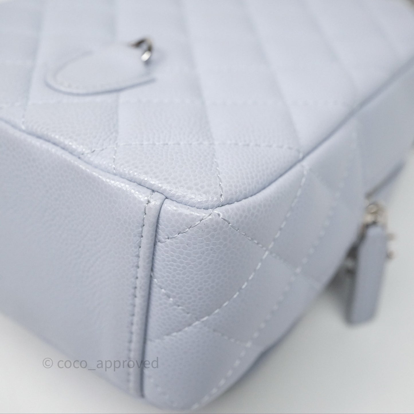 Chanel Classic Mini Backpack Light Blue Grey Caviar Silver Hardware