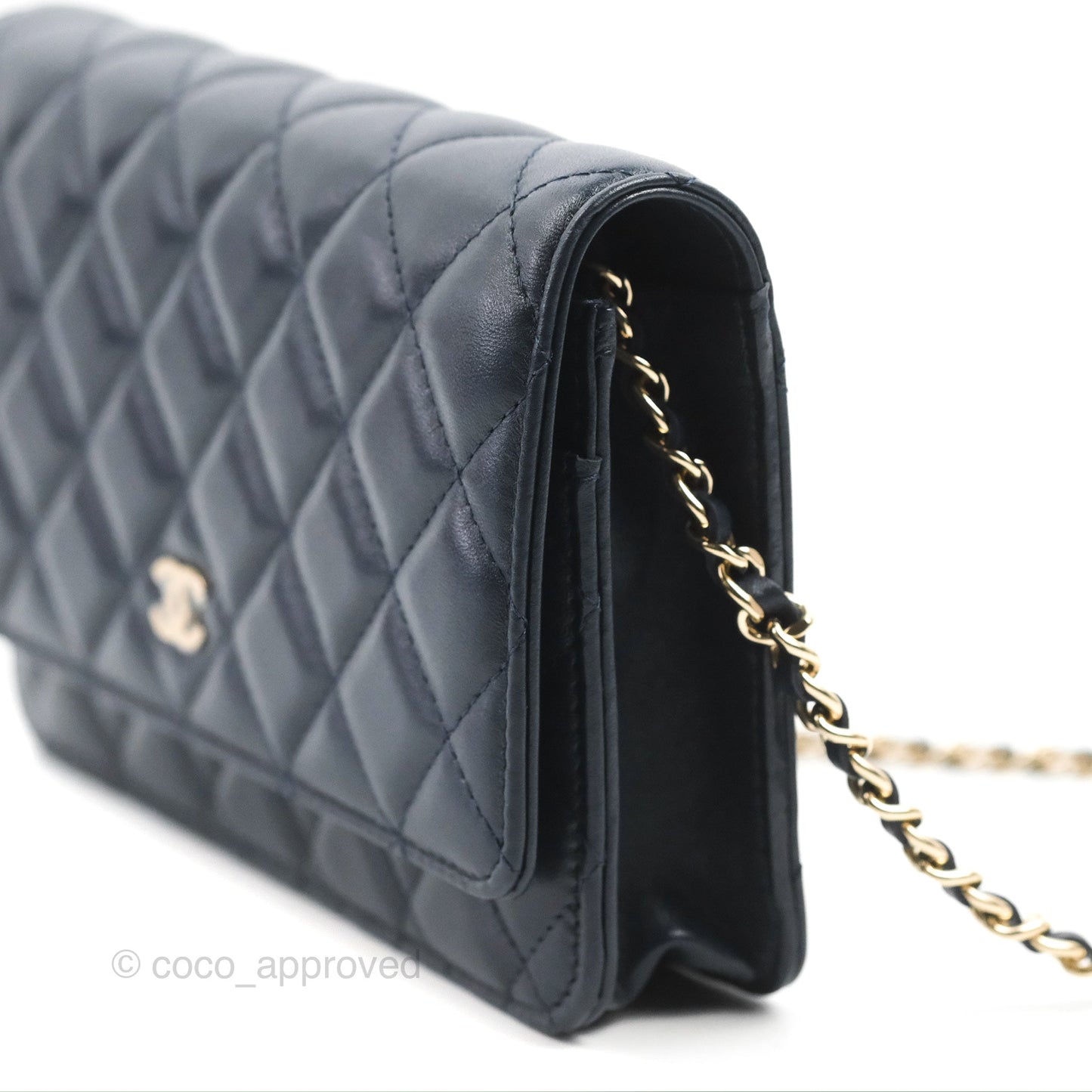 Chanel Quilted Classic Wallet on Chain WOC Navy Lambskin Gold Hardware