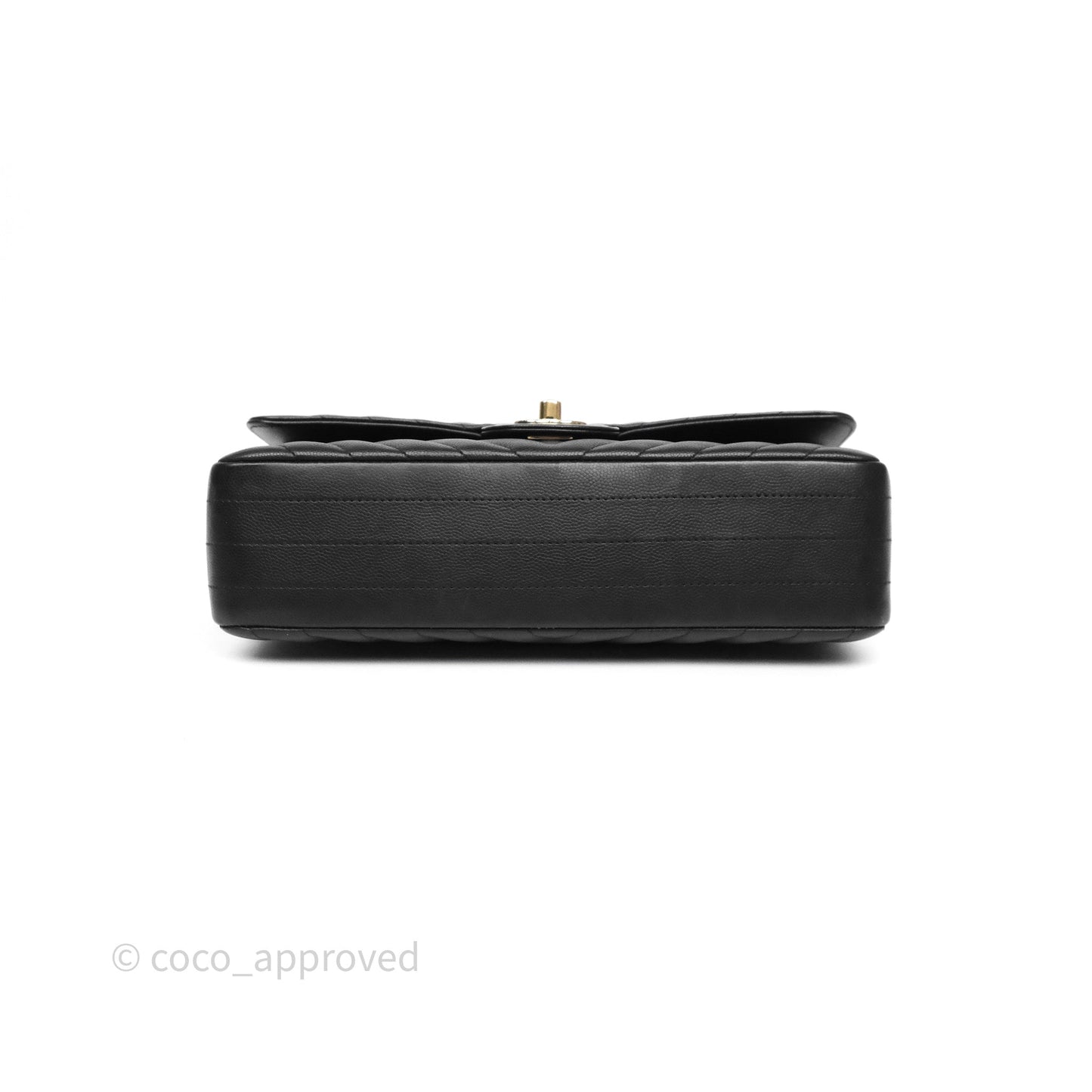 Chanel Classic M/L Medium Flap Chevron Black Caviar Gold Hardware