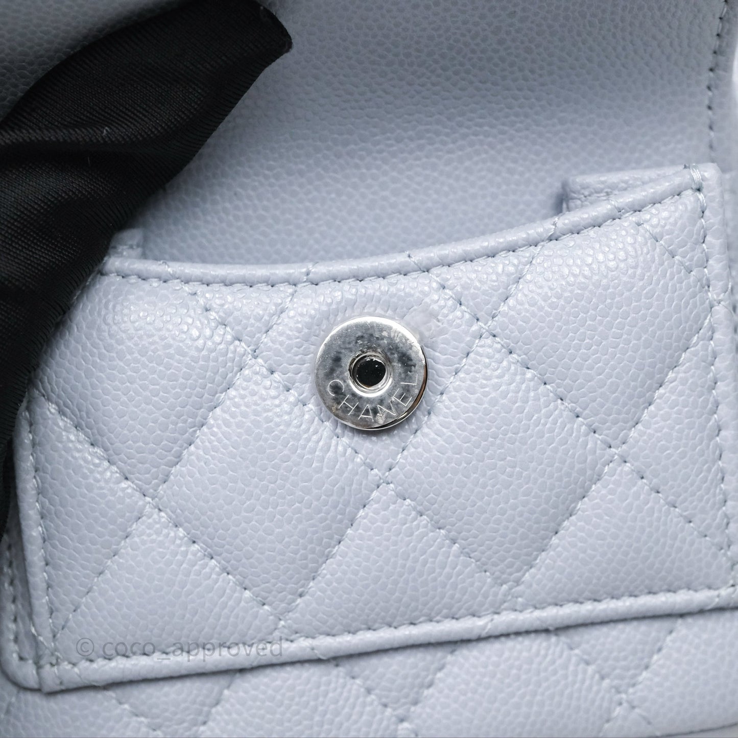 Chanel Classic Mini Backpack Light Blue Grey Caviar Silver Hardware