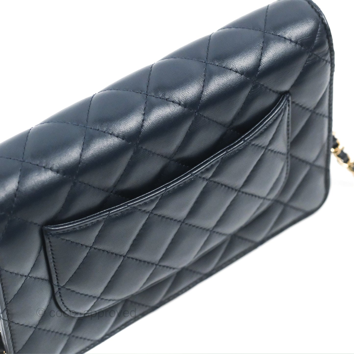 Chanel Quilted Classic Wallet on Chain WOC Navy Lambskin Gold Hardware