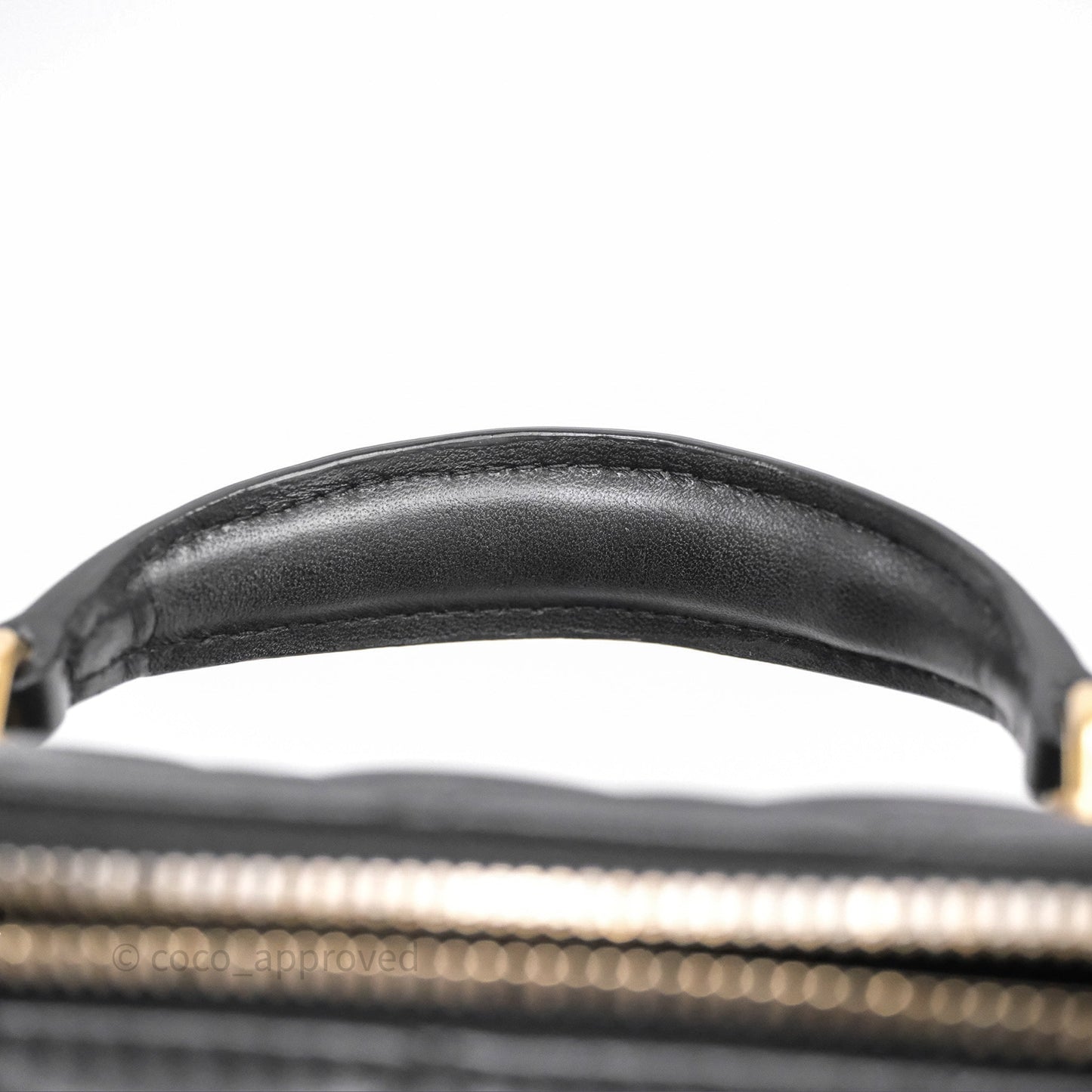 Chanel Vanity Rectangular Metal Top Handle Black Lambskin Aged Gold Hardware
