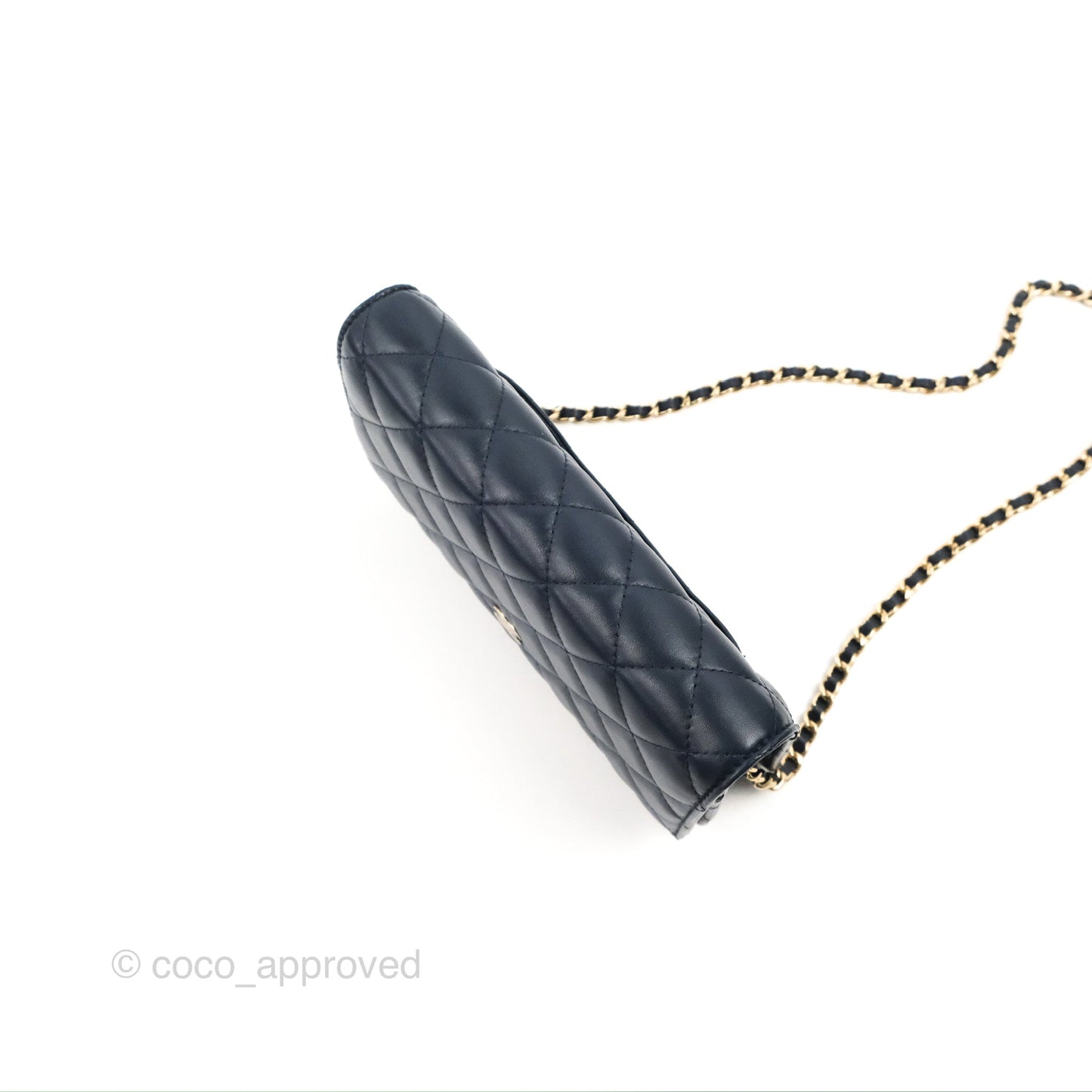 Chanel Quilted Classic Wallet on Chain WOC Navy Lambskin Gold Hardware