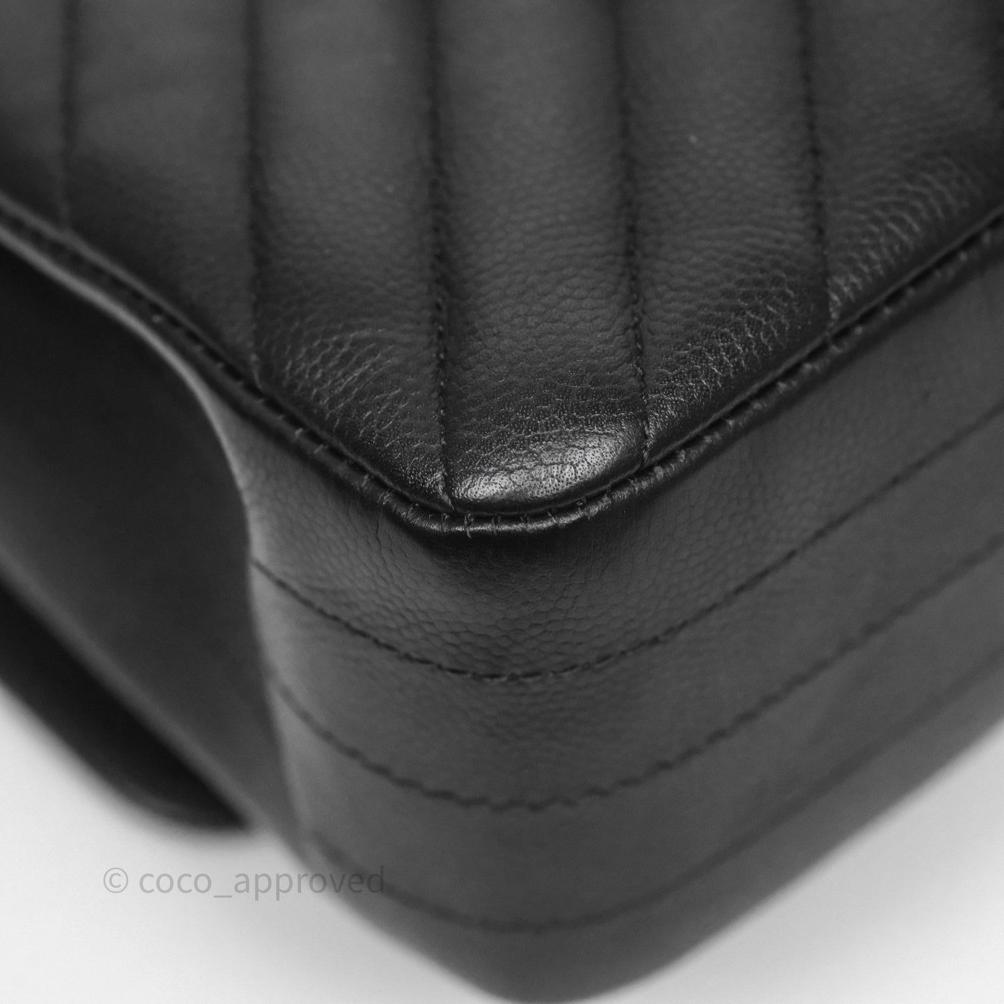 Chanel Classic M/L Medium Flap Chevron Black Caviar Gold Hardware