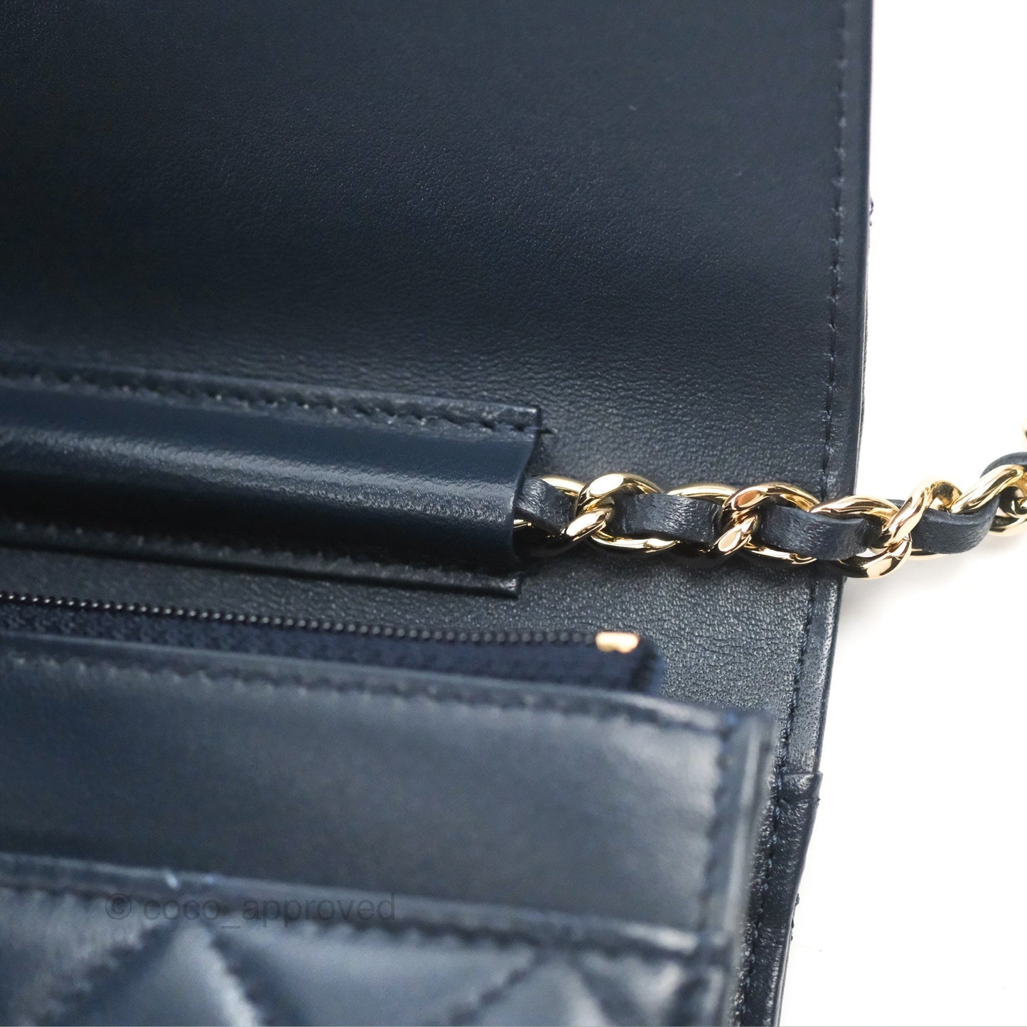 Chanel Quilted Classic Wallet on Chain WOC Navy Lambskin Gold Hardware