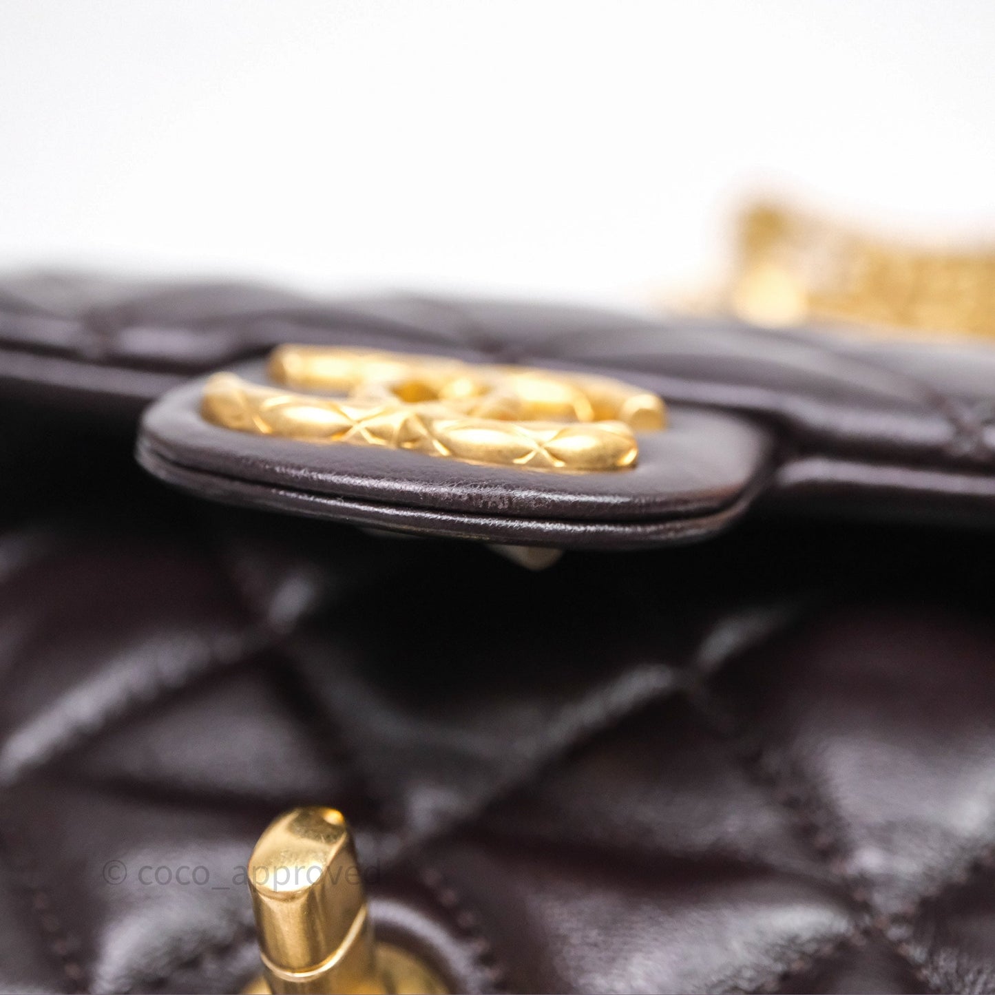 Chanel Small All Slide Adjustable Chain Flap Bag Dark Brown Lambskin Aged Gold Hardware