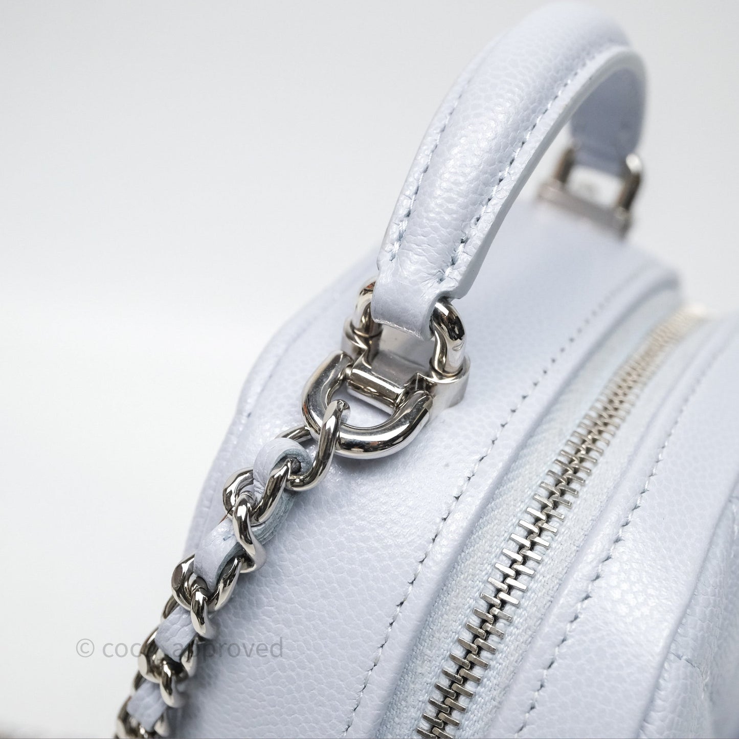Chanel Classic Mini Backpack Light Blue Grey Caviar Silver Hardware