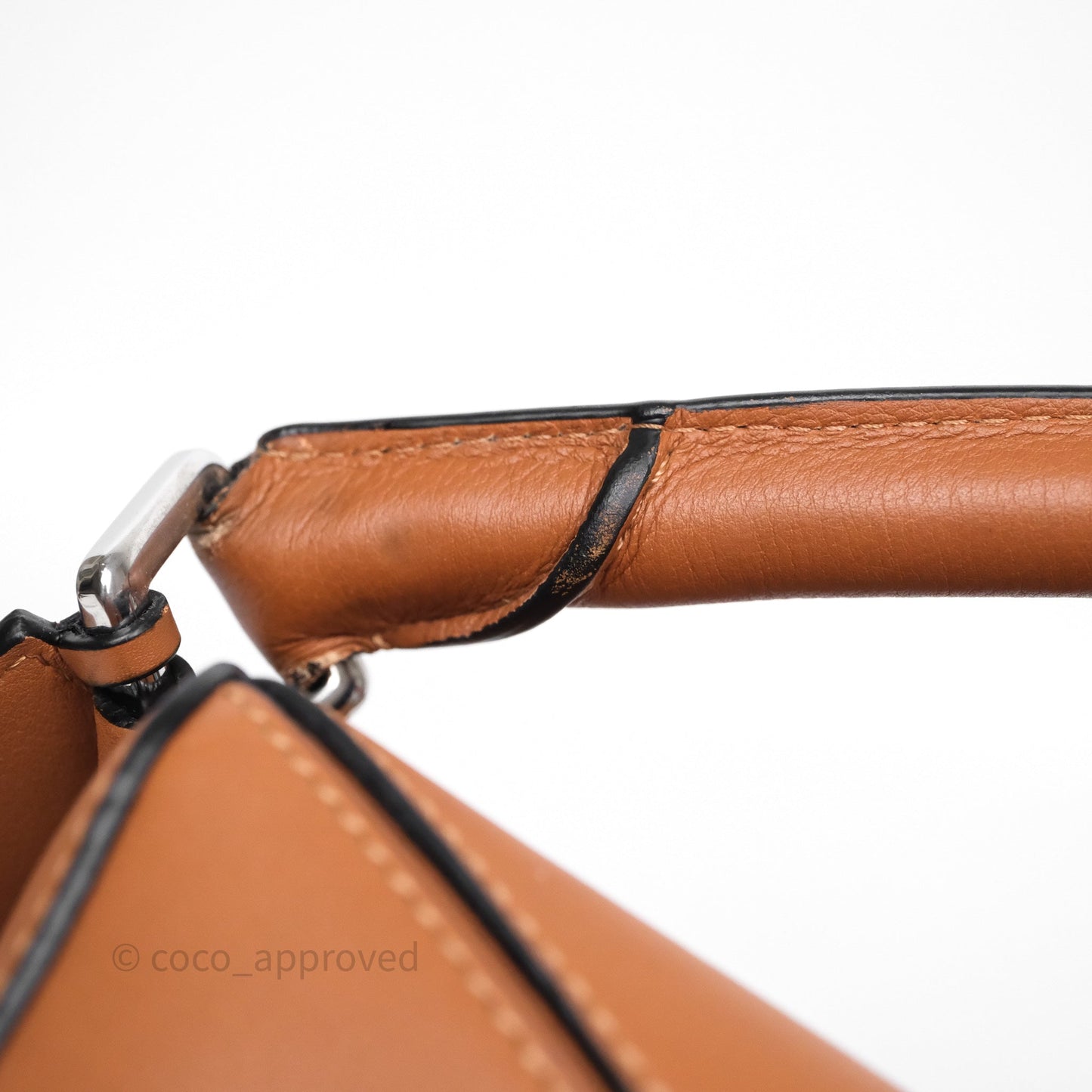 Loewe Medium Puzzle Bag Tan Calfskin Silver Hardware