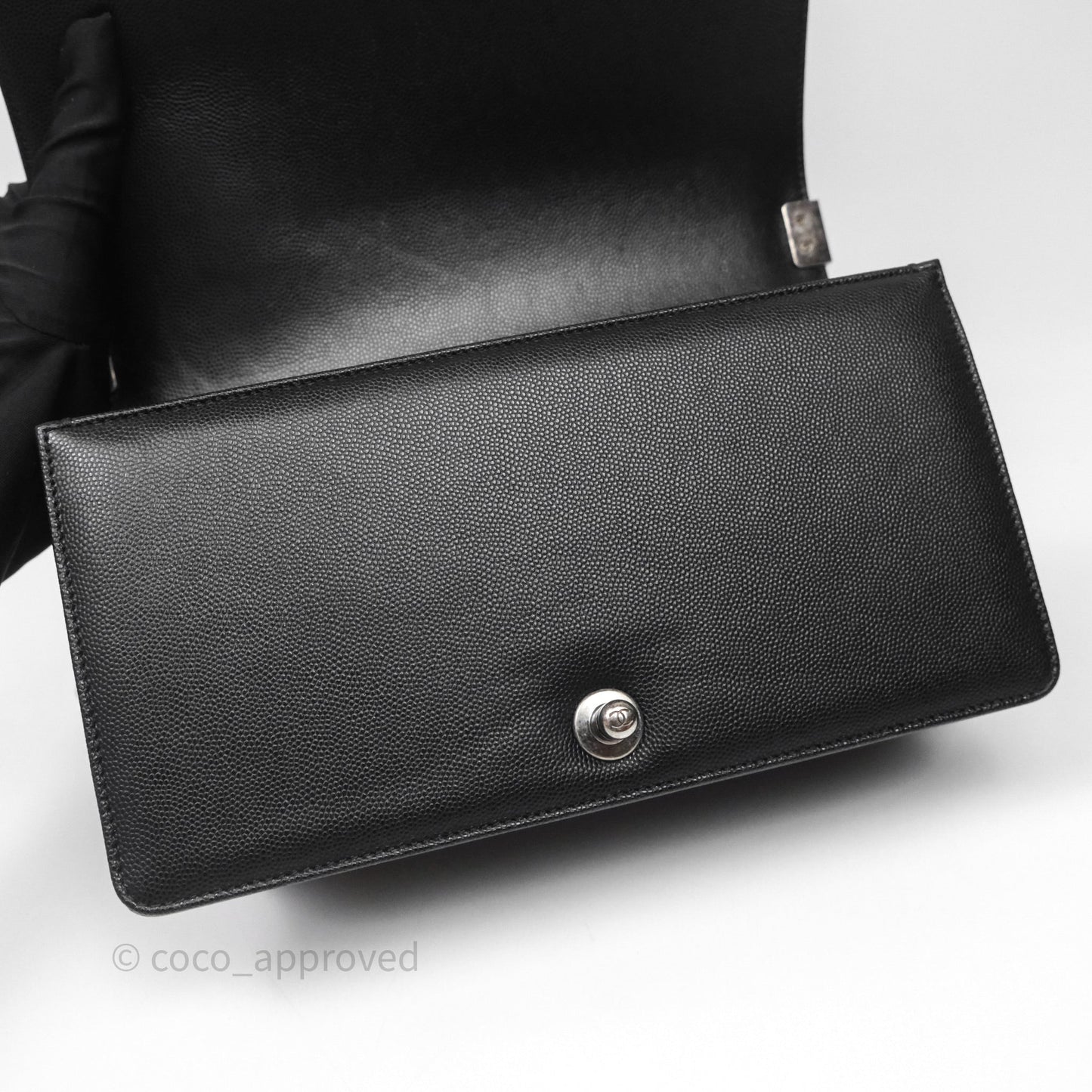Chanel Quilted Medium Boy Black Caviar Ruthenium Hardware