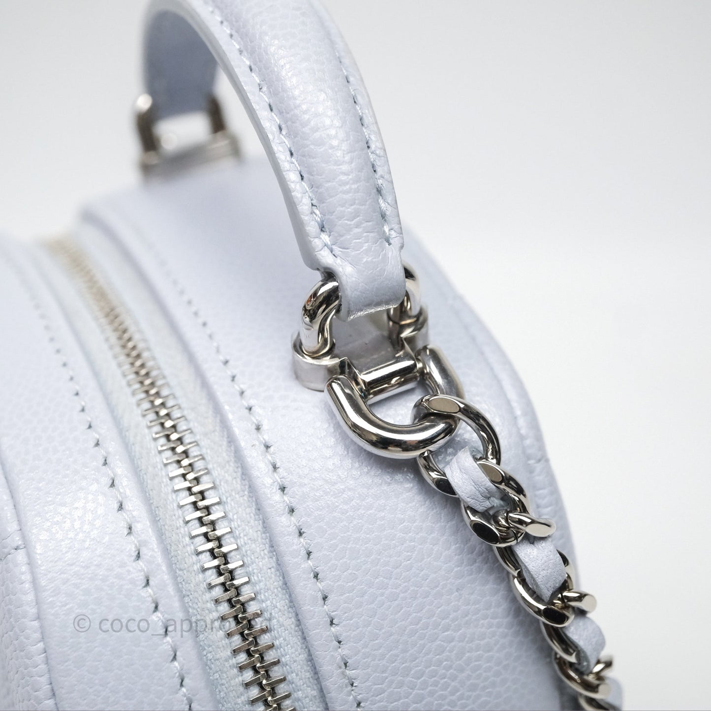 Chanel Classic Mini Backpack Light Blue Grey Caviar Silver Hardware