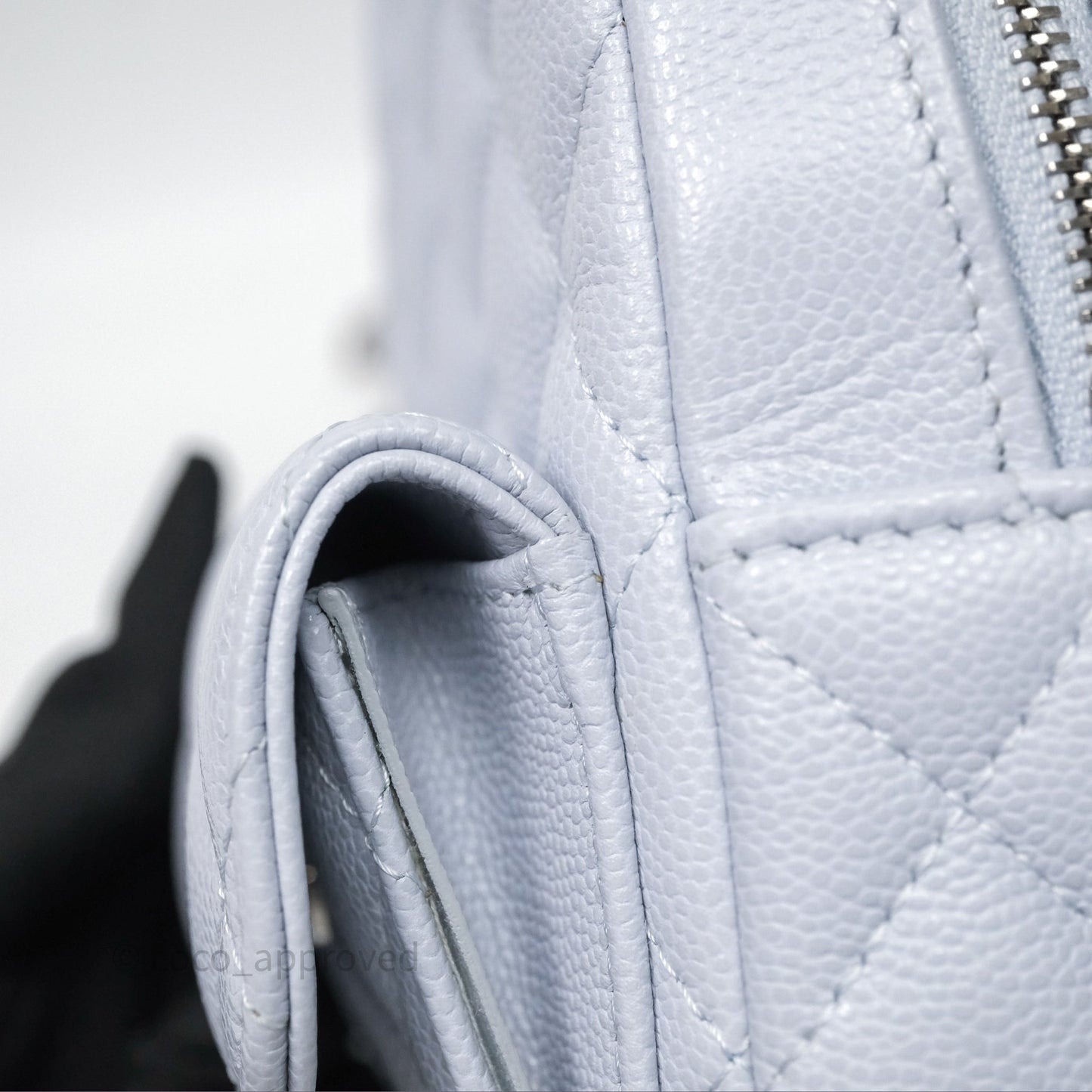 Chanel Classic Mini Backpack Light Blue Grey Caviar Silver Hardware