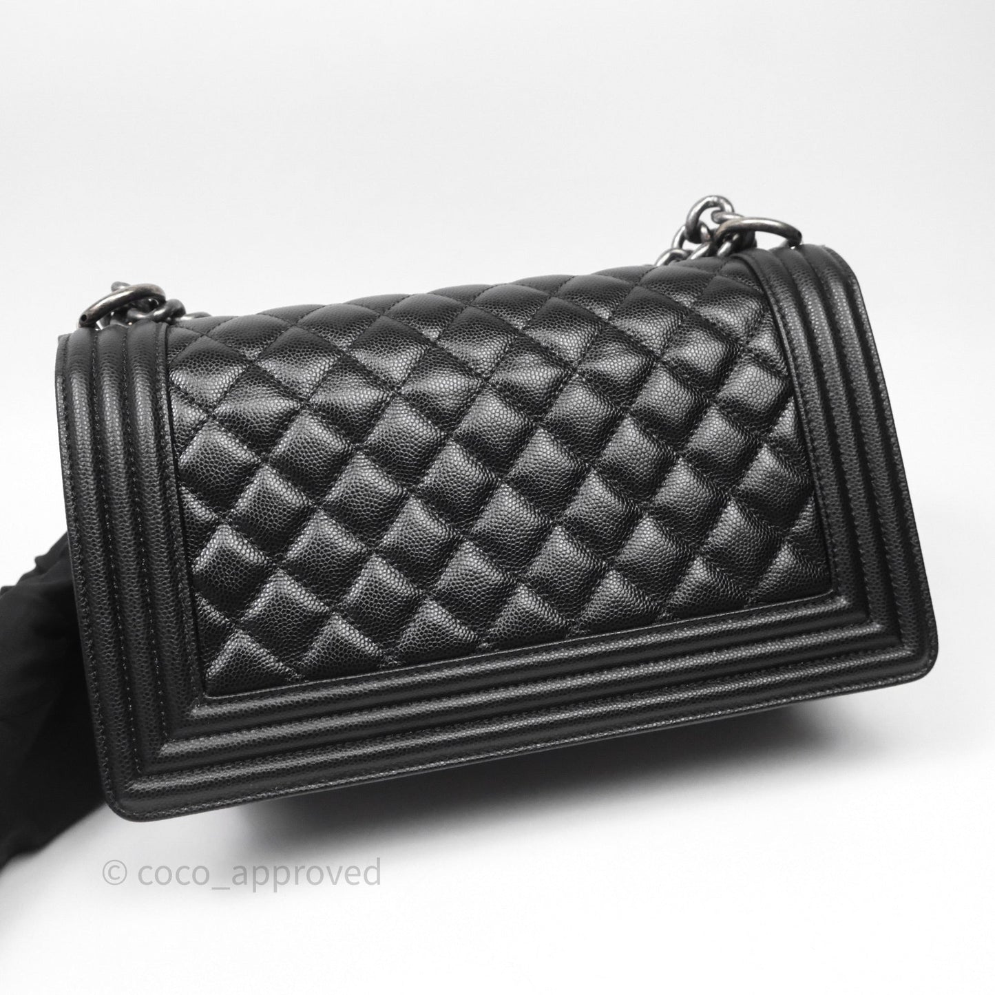 Chanel Quilted Medium Boy Black Caviar Ruthenium Hardware