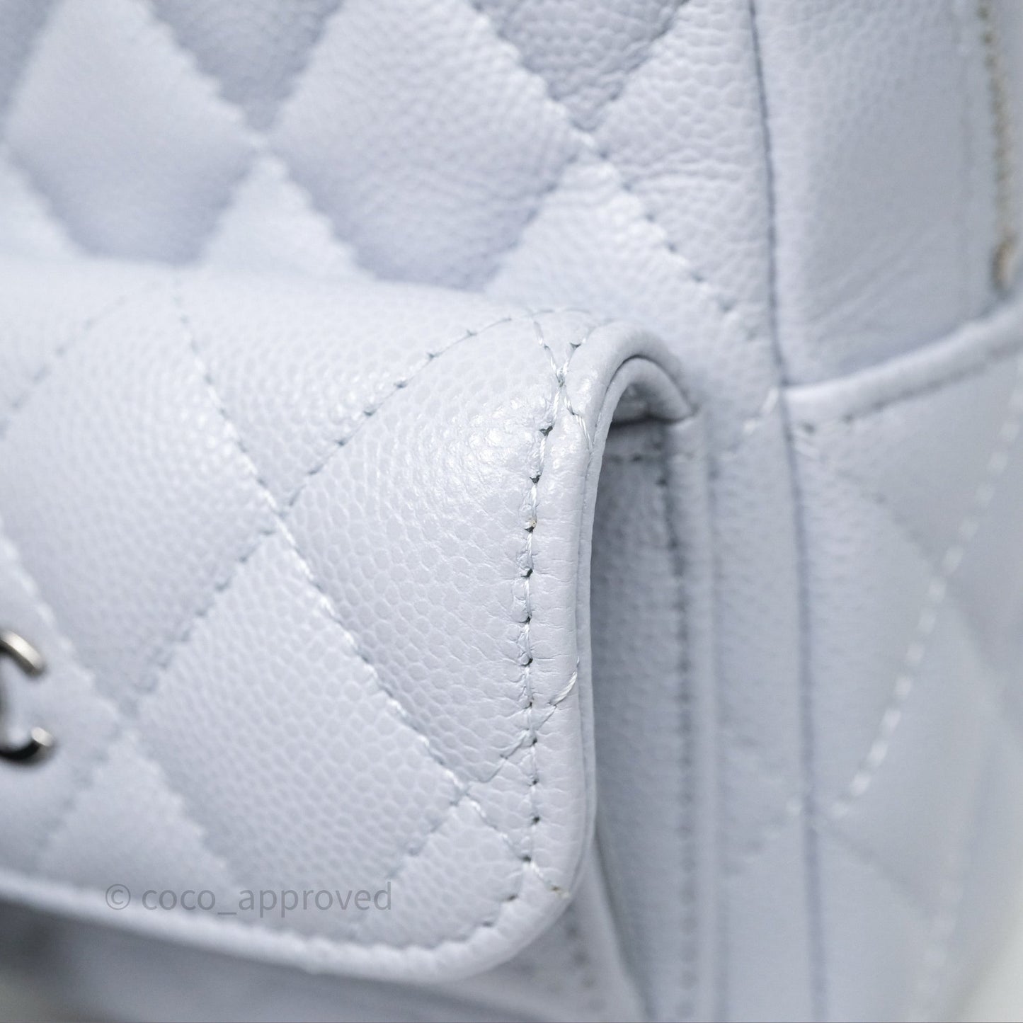 Chanel Classic Mini Backpack Light Blue Grey Caviar Silver Hardware
