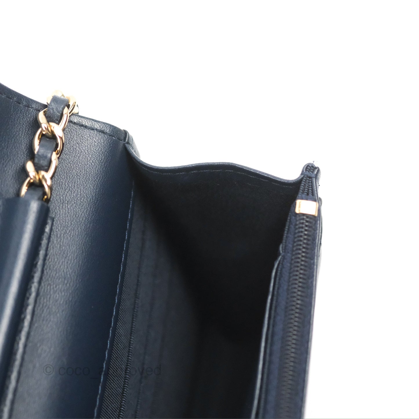 Chanel Quilted Classic Wallet on Chain WOC Navy Lambskin Gold Hardware
