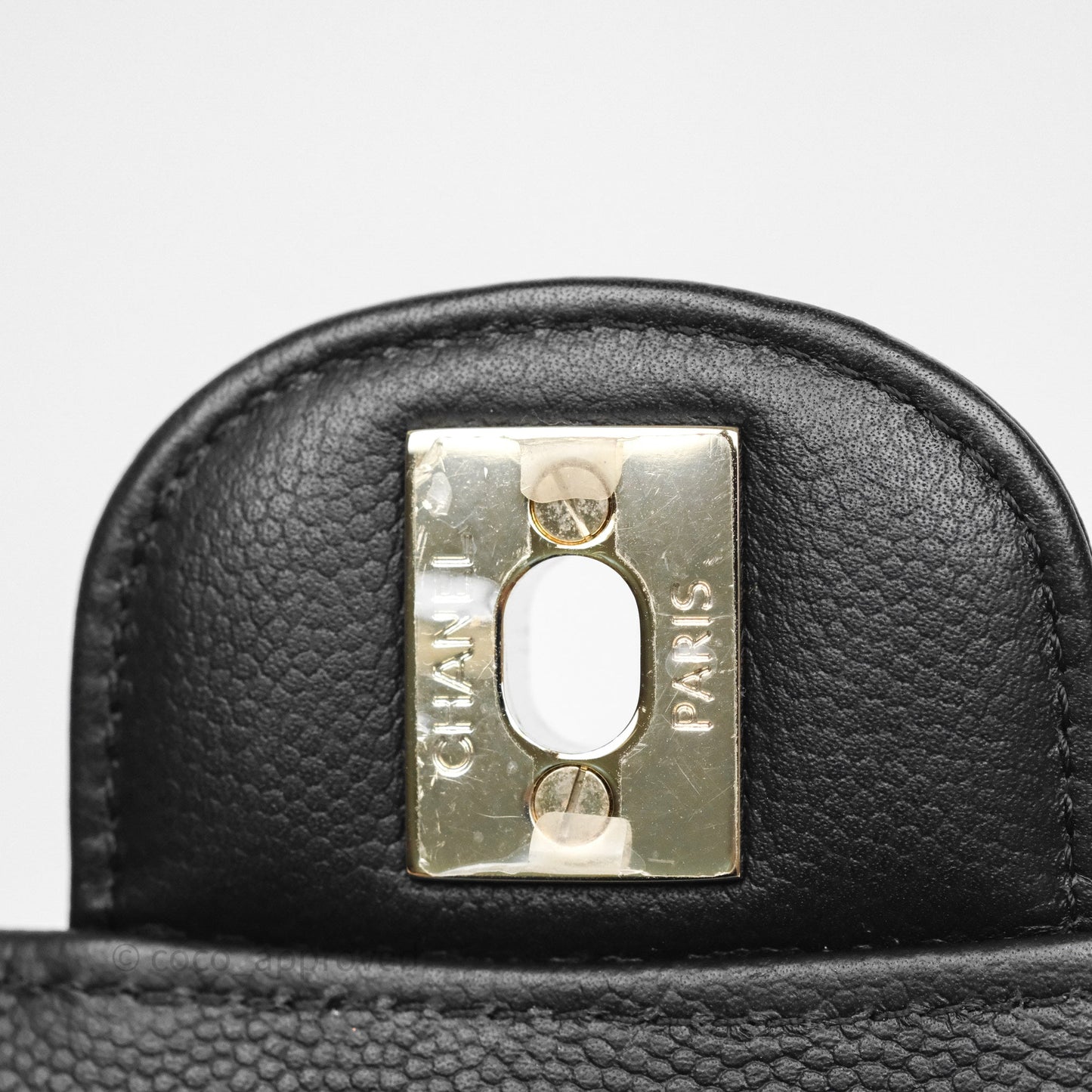 Chanel Classic M/L Medium Flap Chevron Black Caviar Gold Hardware