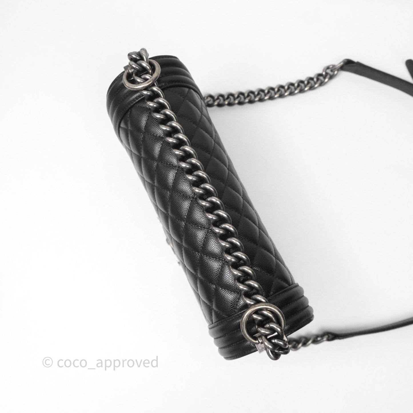 Chanel Quilted Medium Boy Black Caviar Ruthenium Hardware