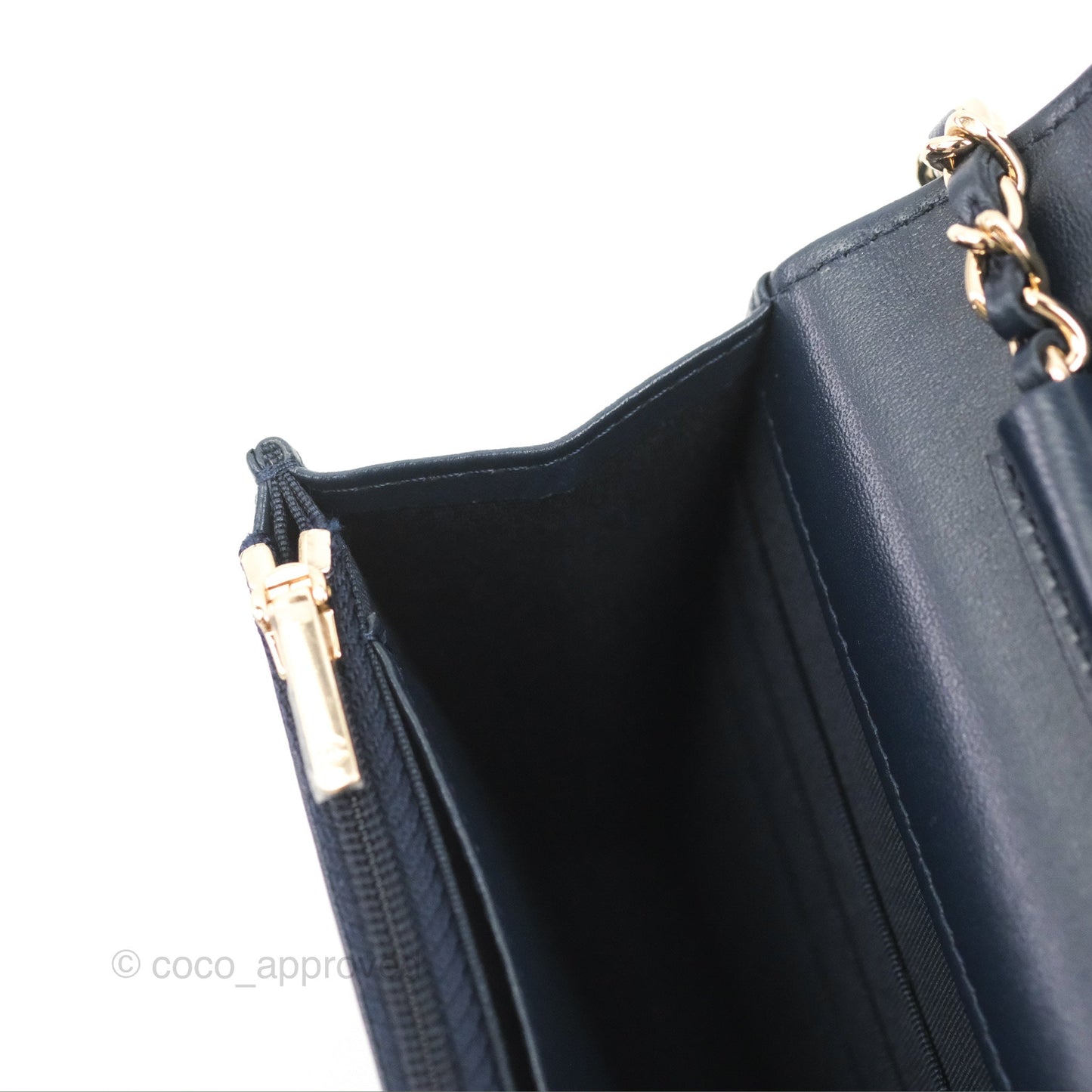 Chanel Quilted Classic Wallet on Chain WOC Navy Lambskin Gold Hardware