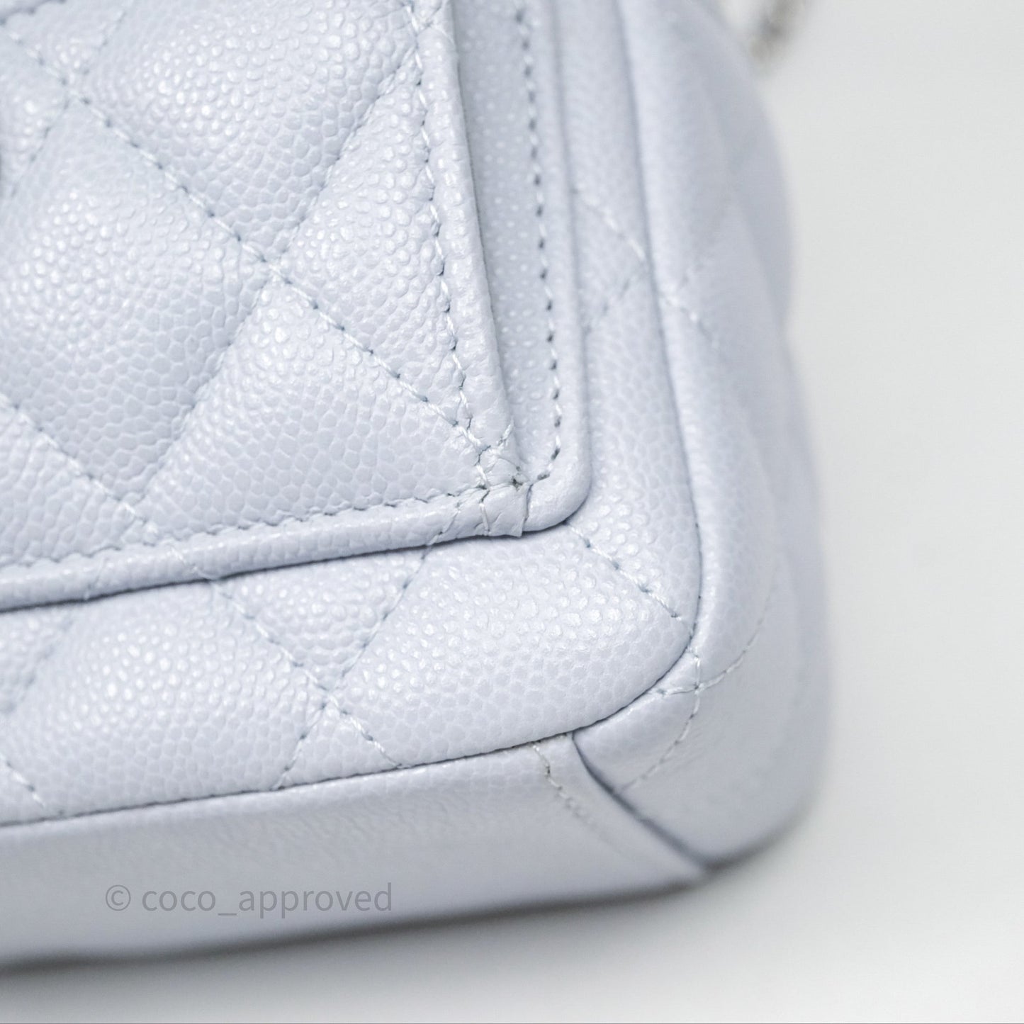 Chanel Classic Mini Backpack Light Blue Grey Caviar Silver Hardware