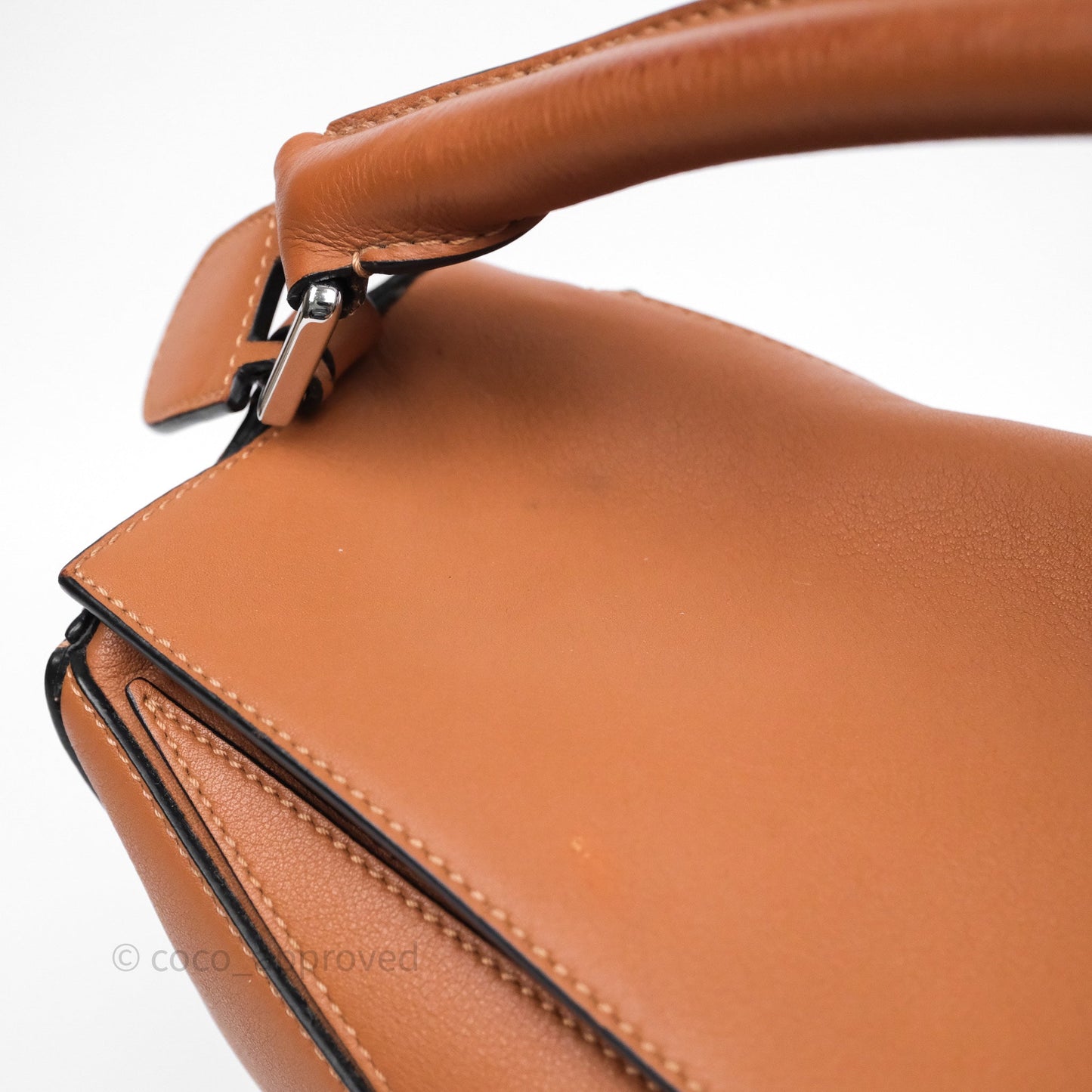 Loewe Medium Puzzle Bag Tan Calfskin Silver Hardware