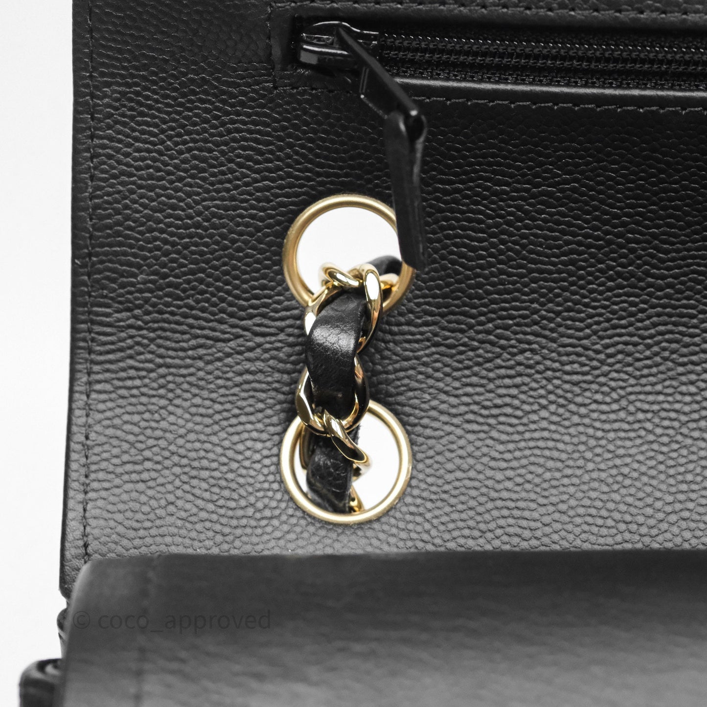 Chanel Classic M/L Medium Flap Chevron Black Caviar Gold Hardware