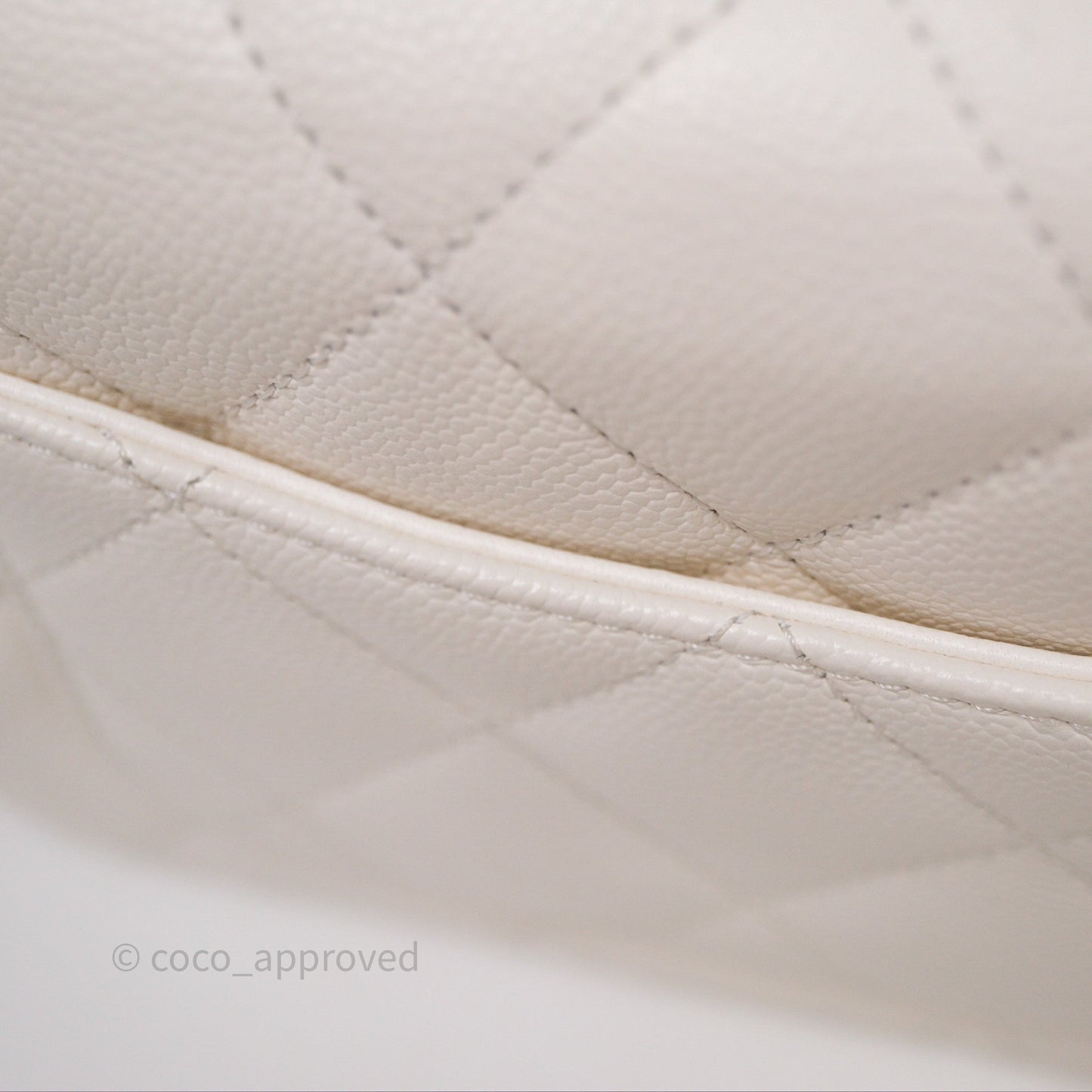 Chanel Mini Flap Bag Heart Adjustable Chain White Caviar Aged Gold Hardware