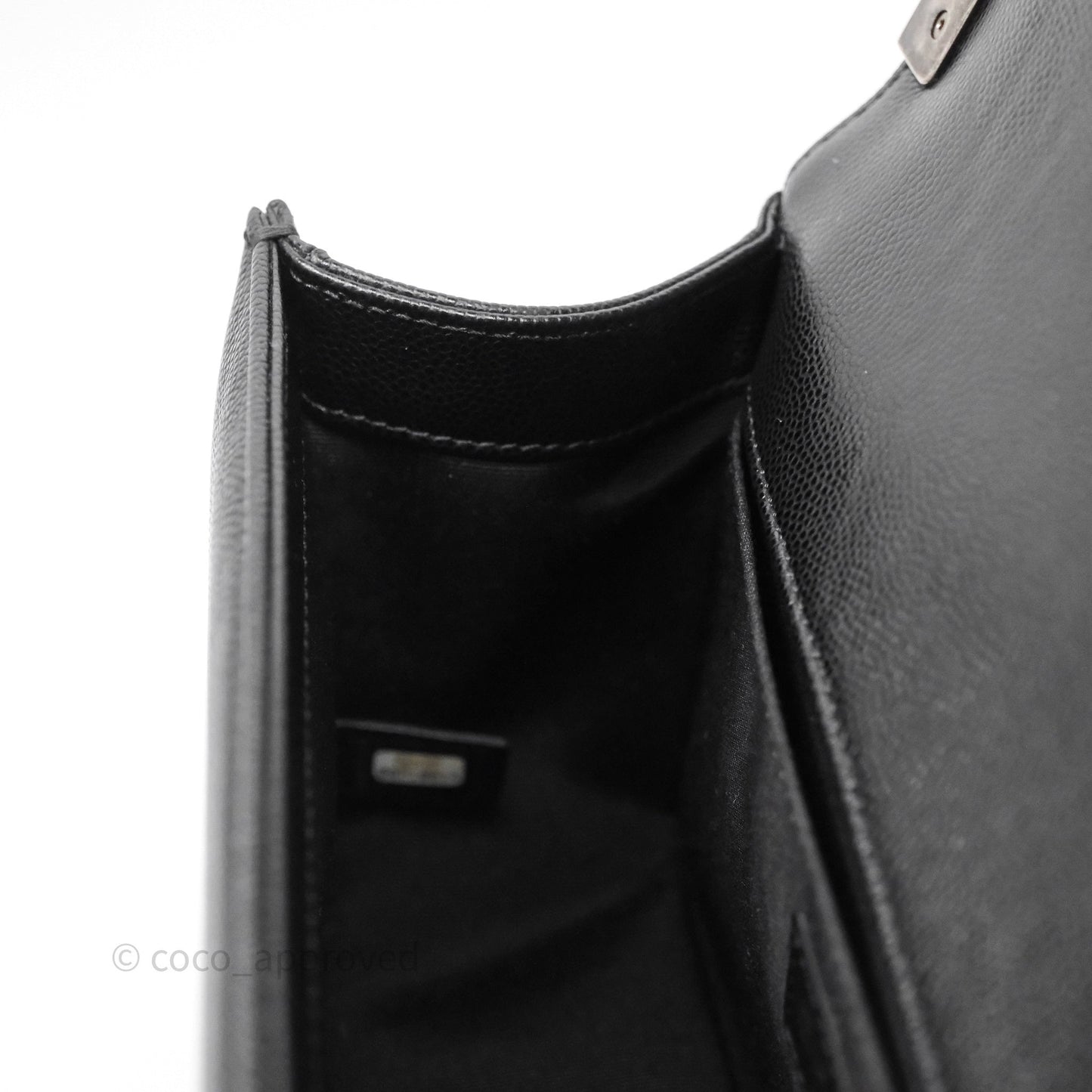 Chanel Quilted Medium Boy Black Caviar Ruthenium Hardware
