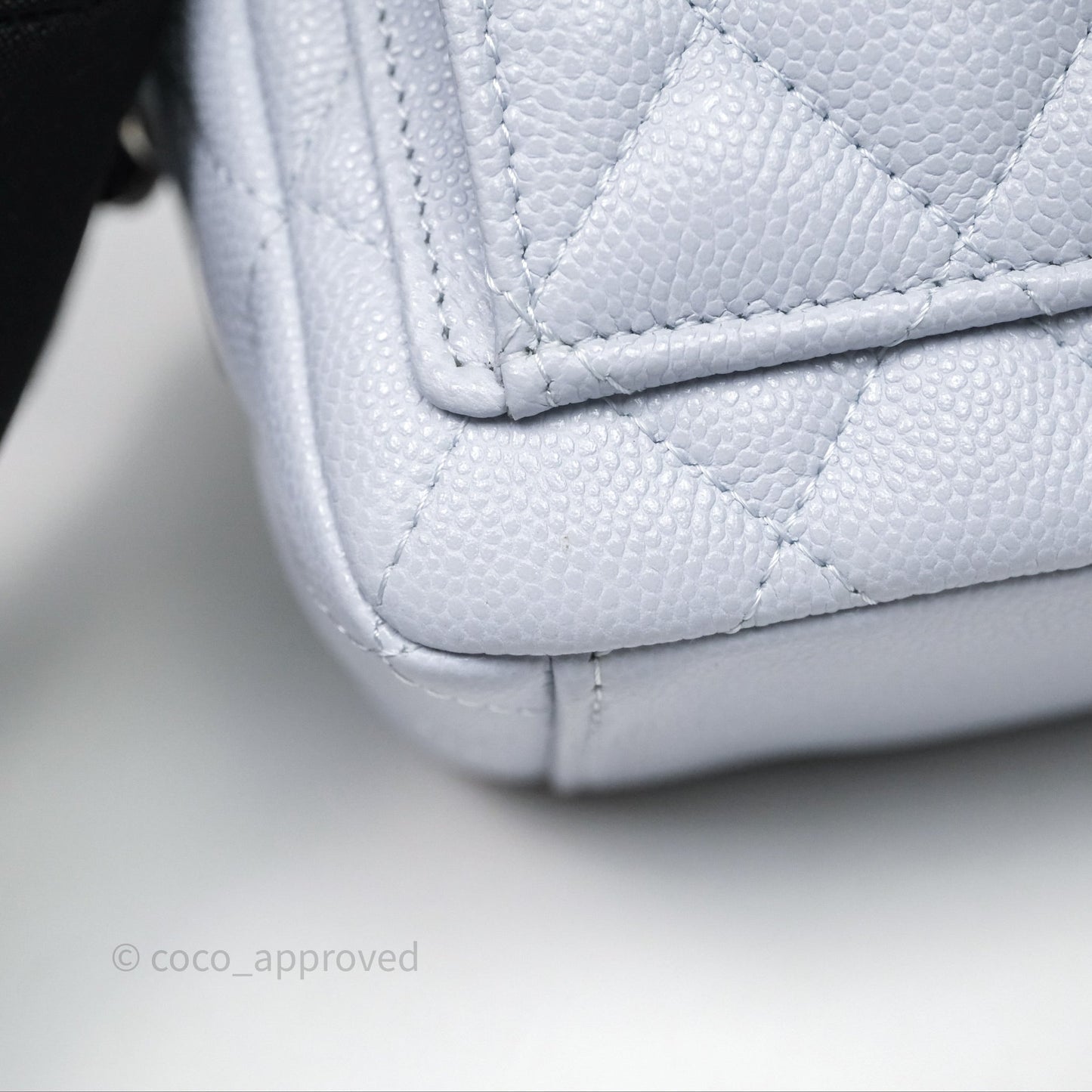 Chanel Classic Mini Backpack Light Blue Grey Caviar Silver Hardware