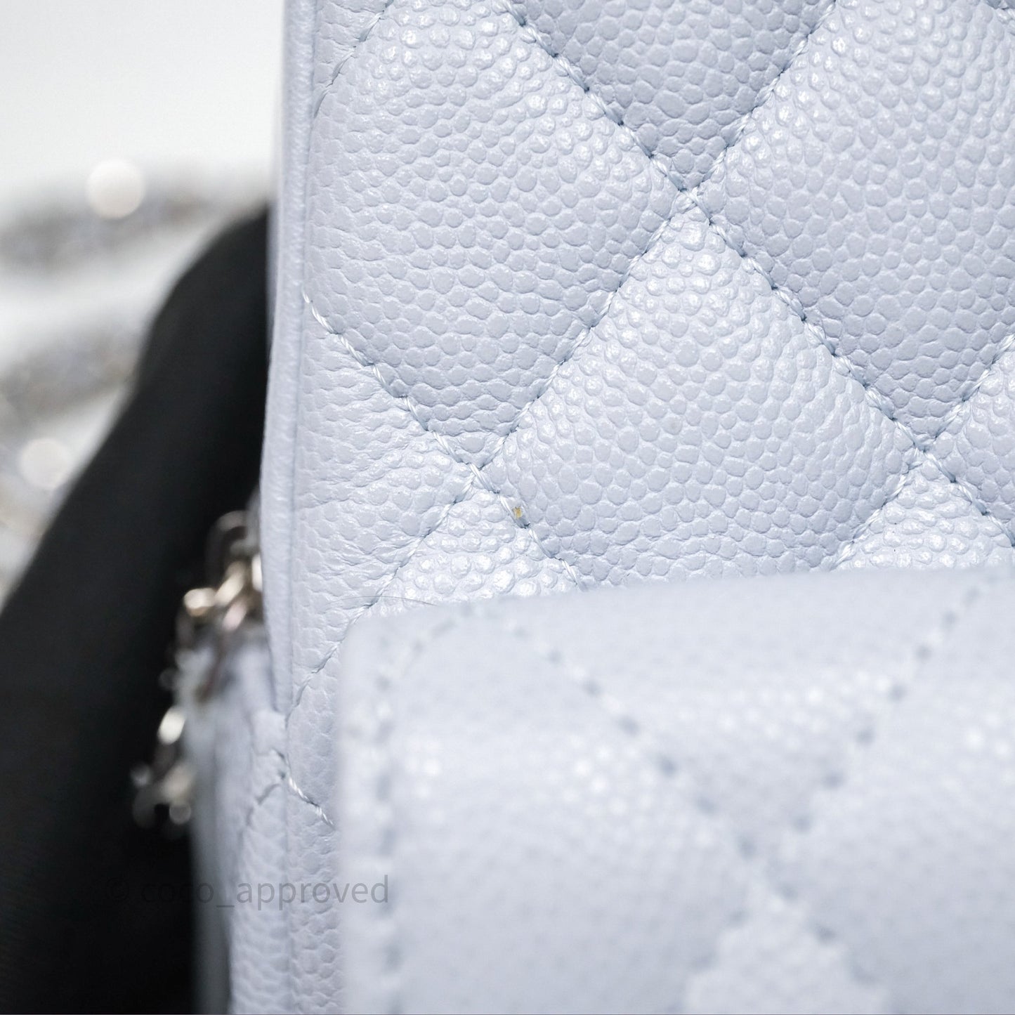 Chanel Classic Mini Backpack Light Blue Grey Caviar Silver Hardware