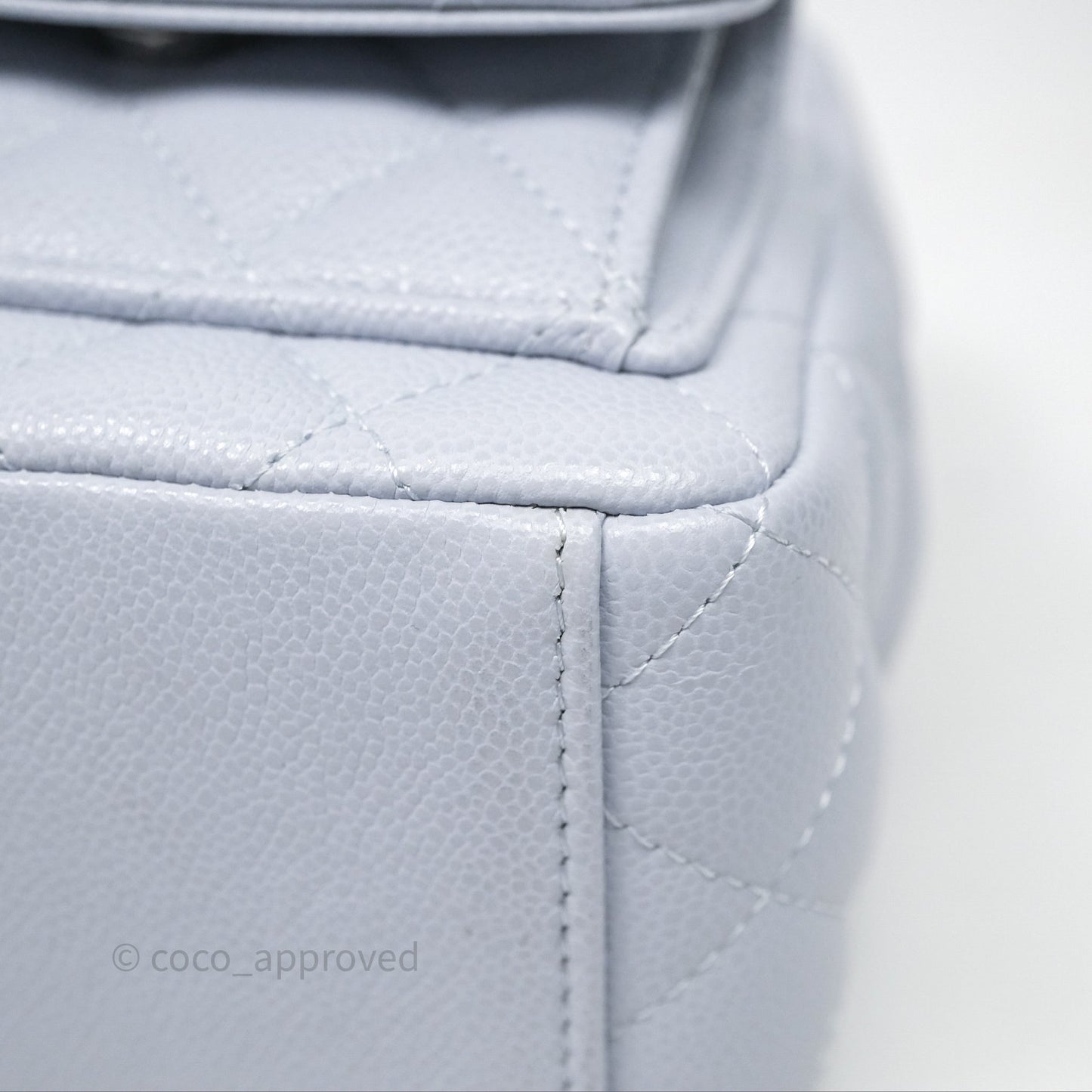 Chanel Classic Mini Backpack Light Blue Grey Caviar Silver Hardware