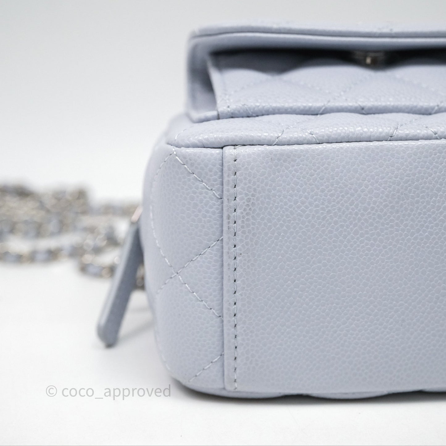 Chanel Classic Mini Backpack Light Blue Grey Caviar Silver Hardware