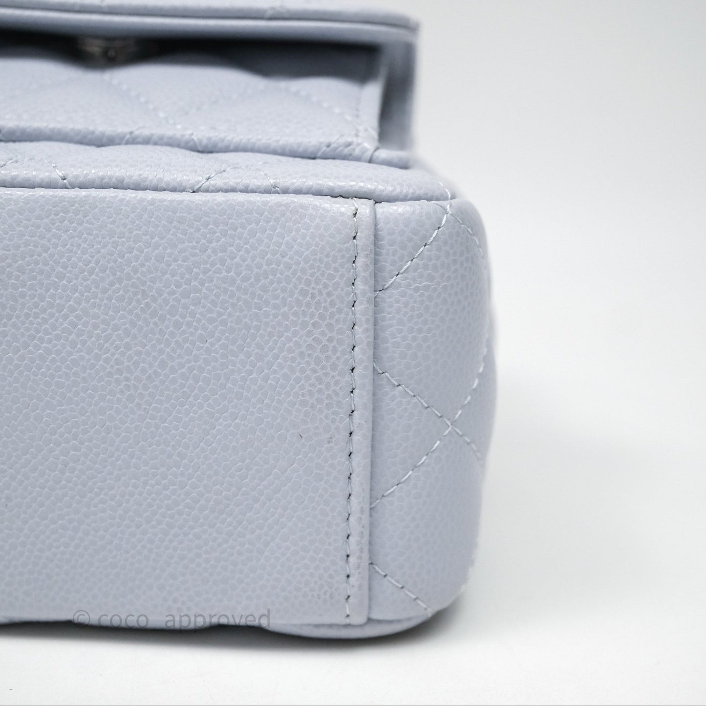 Chanel Classic Mini Backpack Light Blue Grey Caviar Silver Hardware