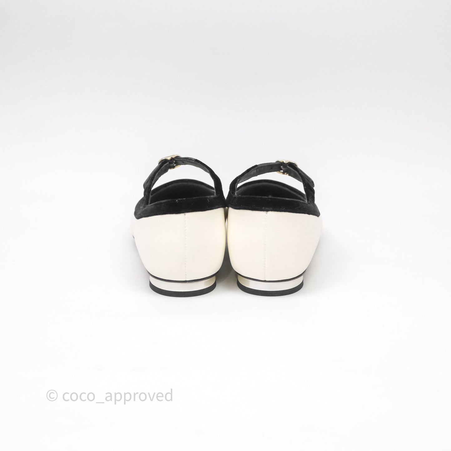 Chanel Mary Janes Flats White/Black Size 37.5