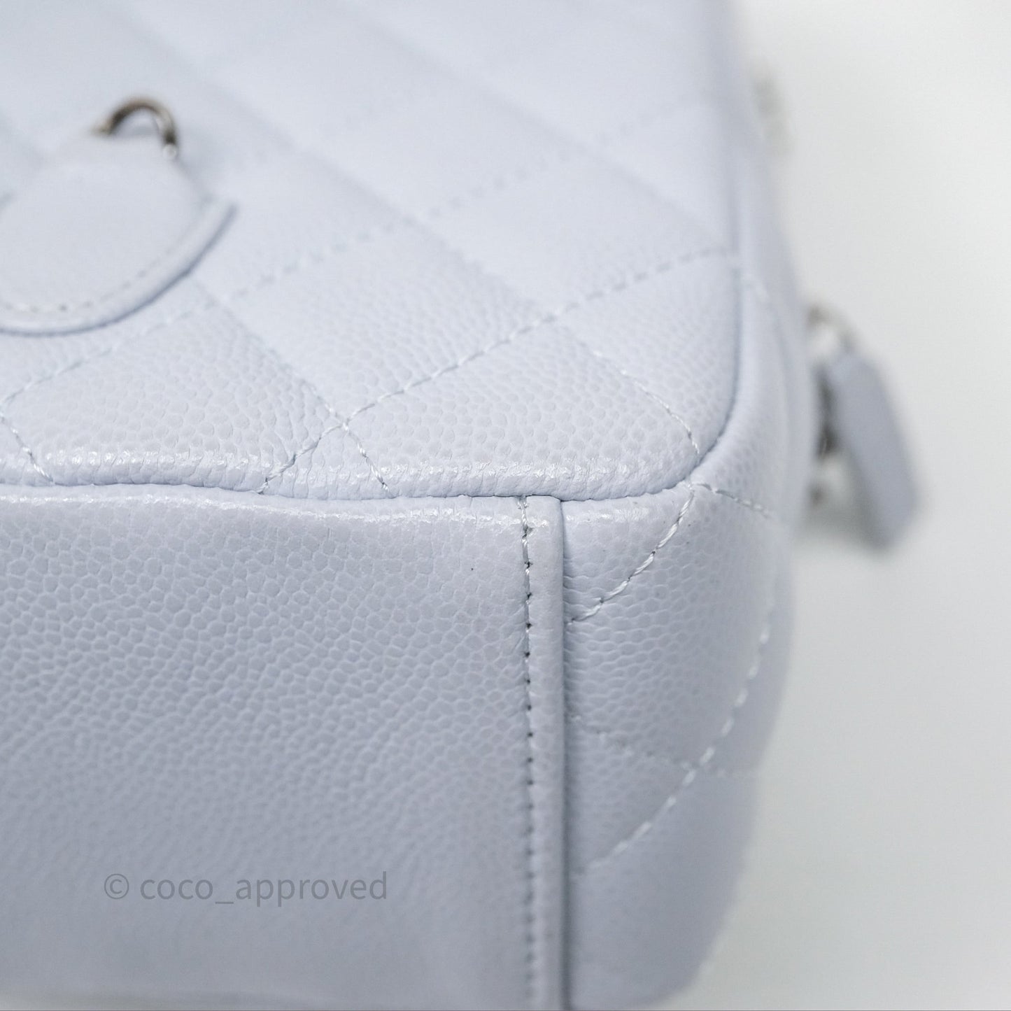 Chanel Classic Mini Backpack Light Blue Grey Caviar Silver Hardware