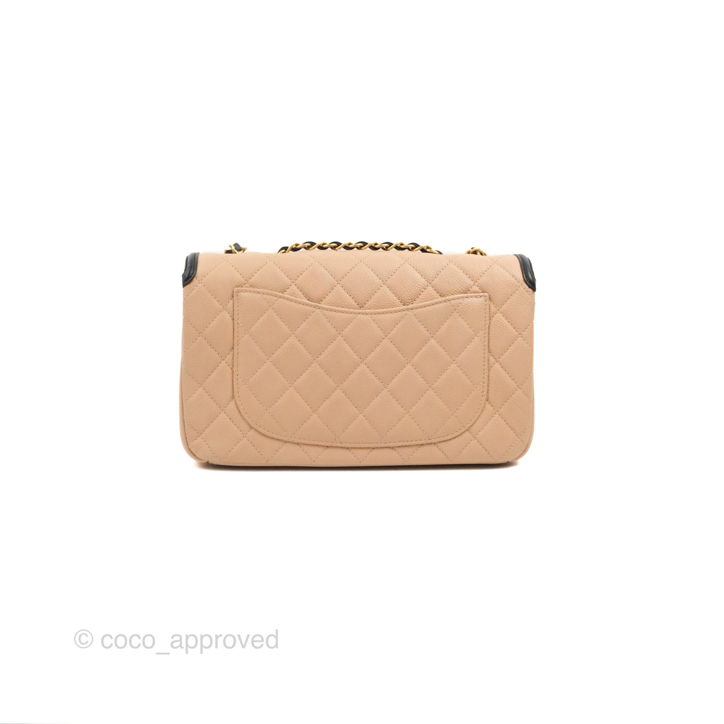 Chanel Quilted Medium CC Filigree Flap Beige Black Caviar