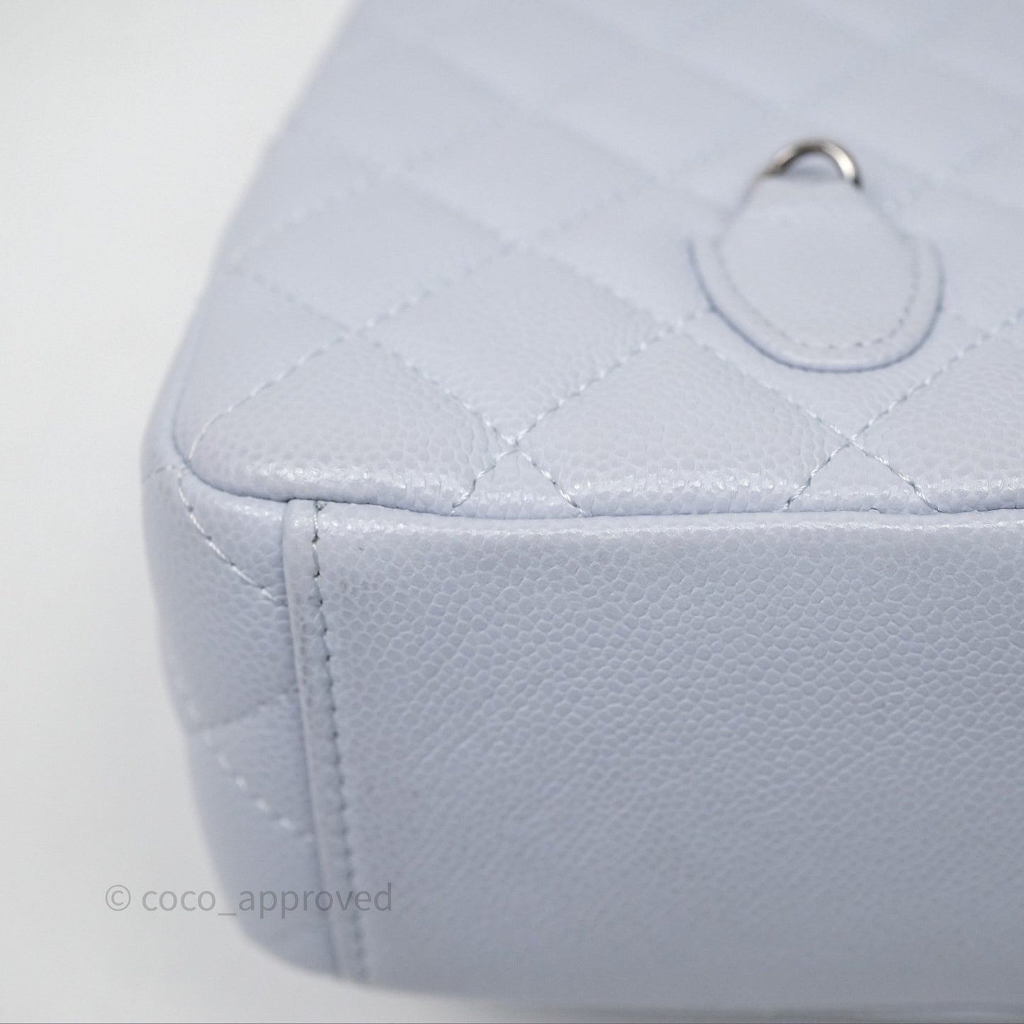 Chanel Classic Mini Backpack Light Blue Grey Caviar Silver Hardware