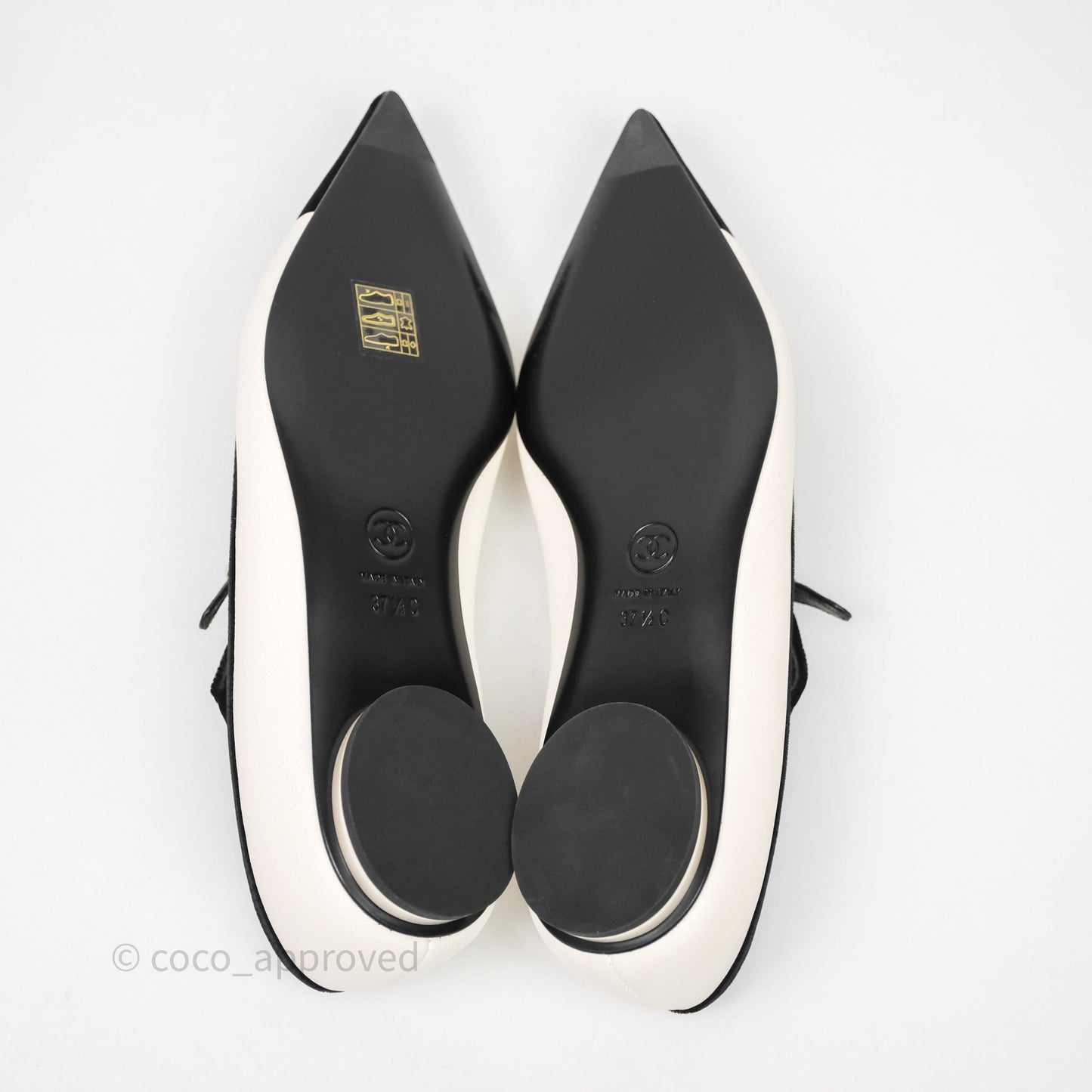 Chanel Mary Janes Flats White/Black Size 37.5