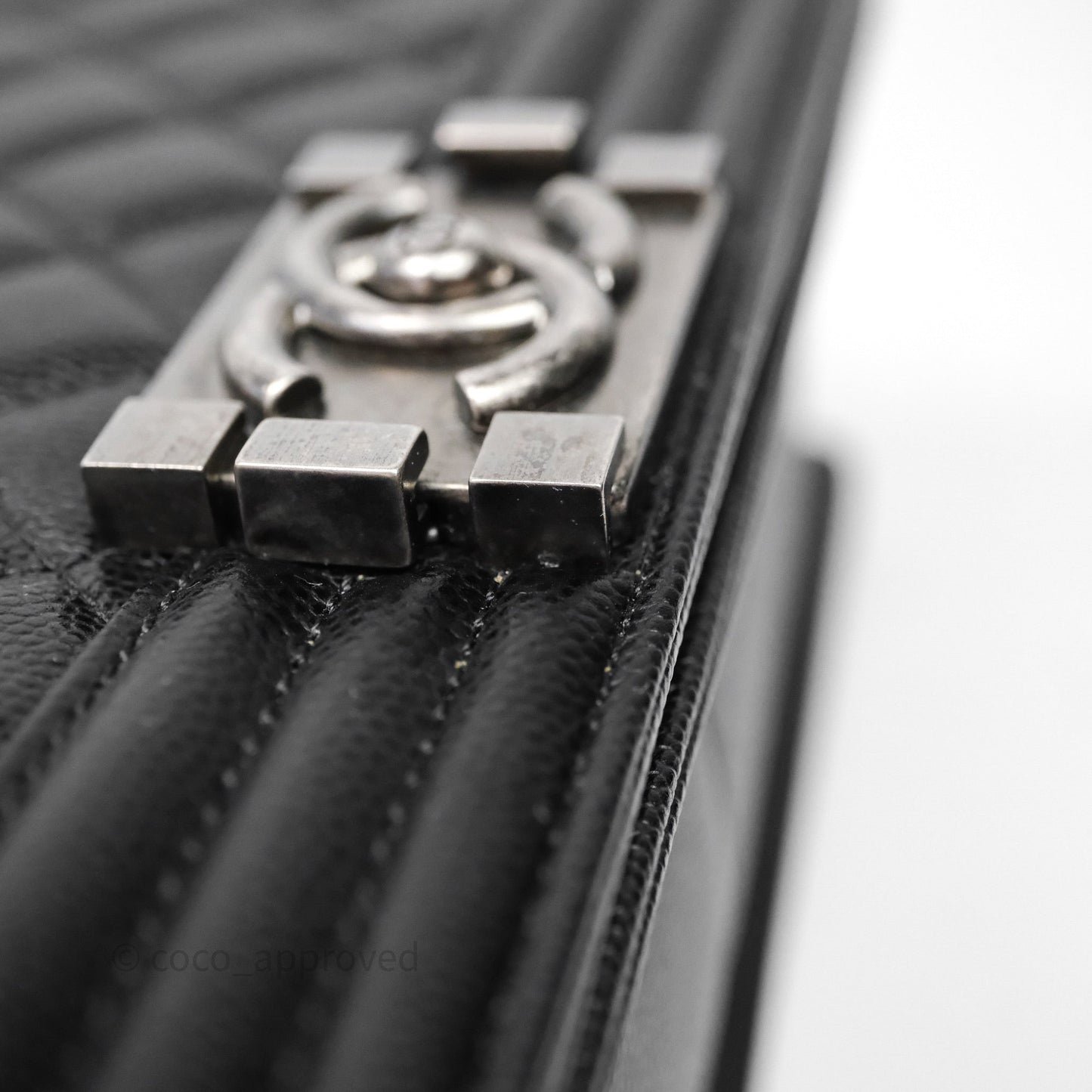 Chanel Quilted Medium Boy Black Caviar Ruthenium Hardware