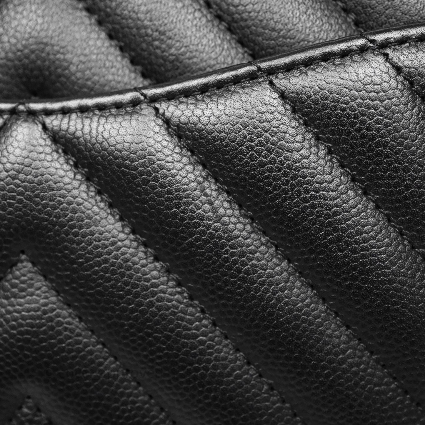 Chanel Classic M/L Medium Flap Chevron Black Caviar Gold Hardware