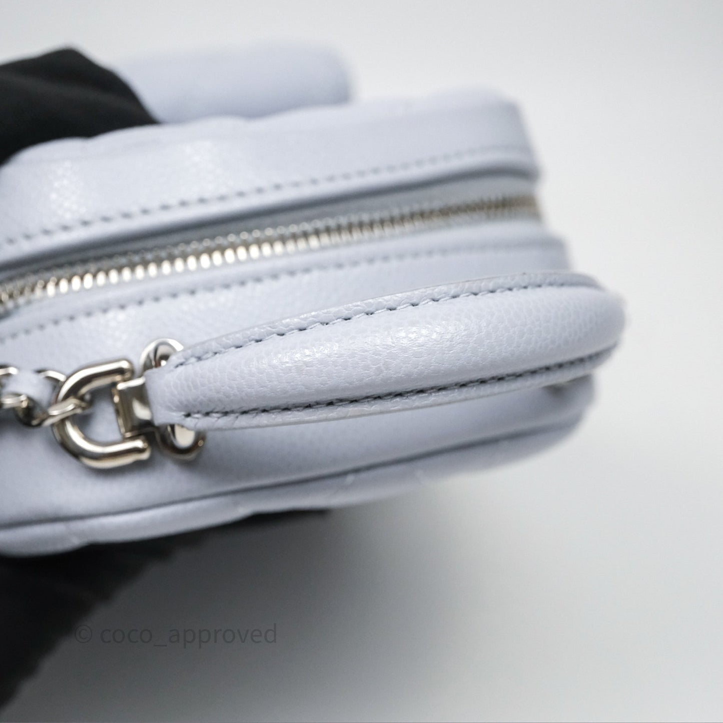 Chanel Classic Mini Backpack Light Blue Grey Caviar Silver Hardware