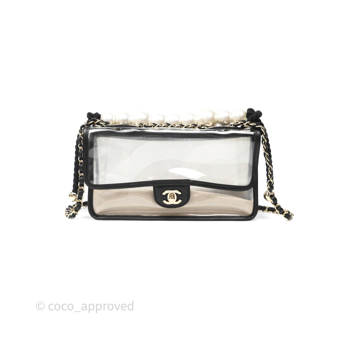 Chanel Medium Sand By The Sea PVC Flap Black Lambskin Gold Hardware