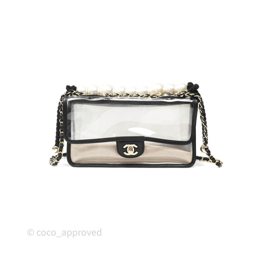 Chanel Medium Sand By The Sea PVC Flap Black Lambskin Gold Hardware