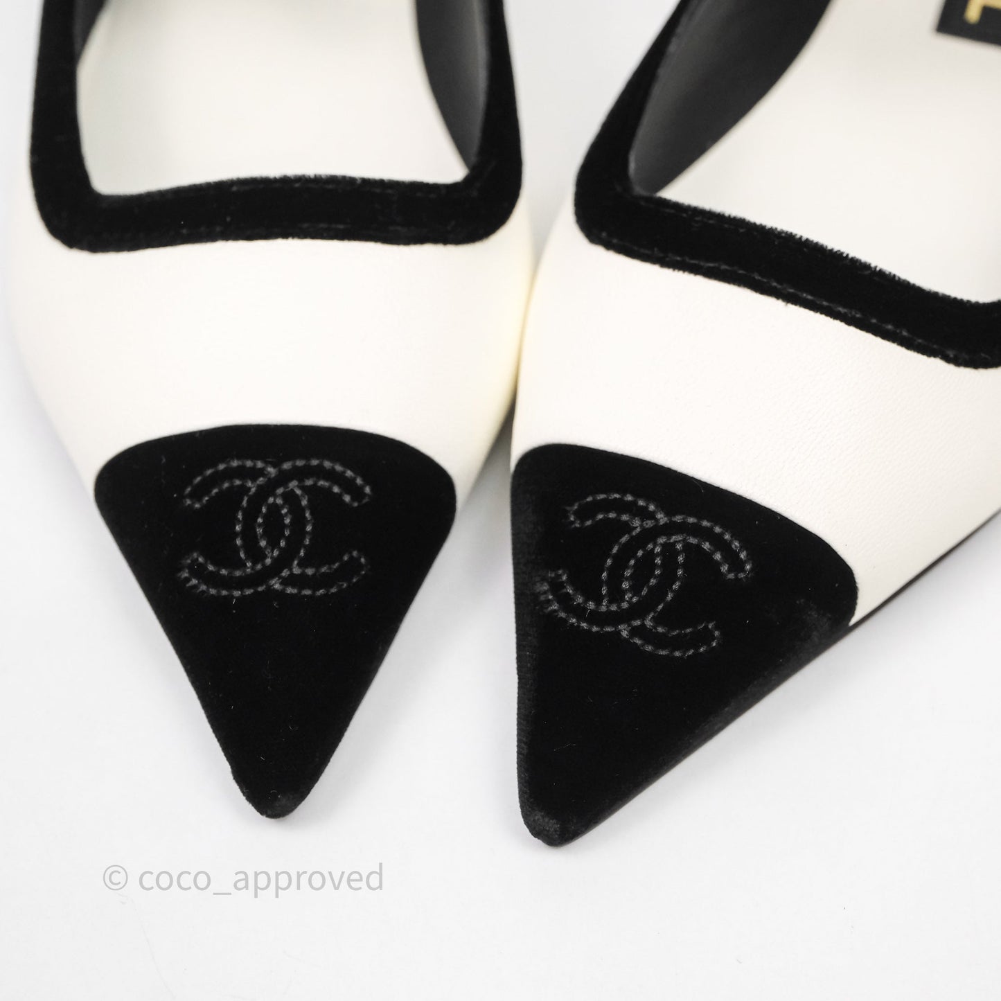 Chanel Mary Janes Flats White/Black Size 37.5