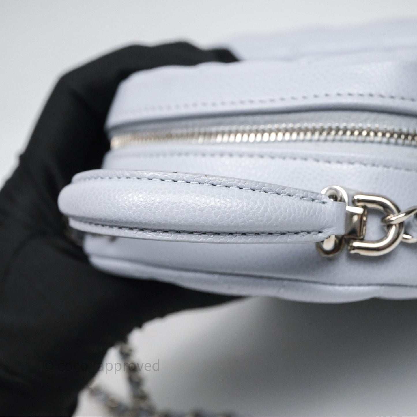 Chanel Classic Mini Backpack Light Blue Grey Caviar Silver Hardware